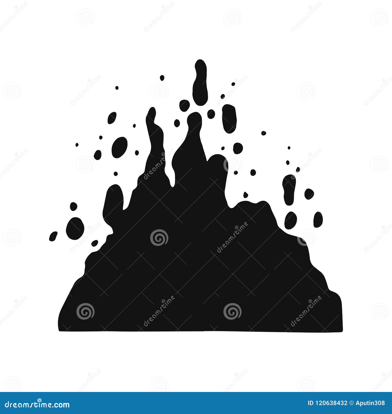 Vector Water Splash. Black Insulated Silhouette Stock Illustration