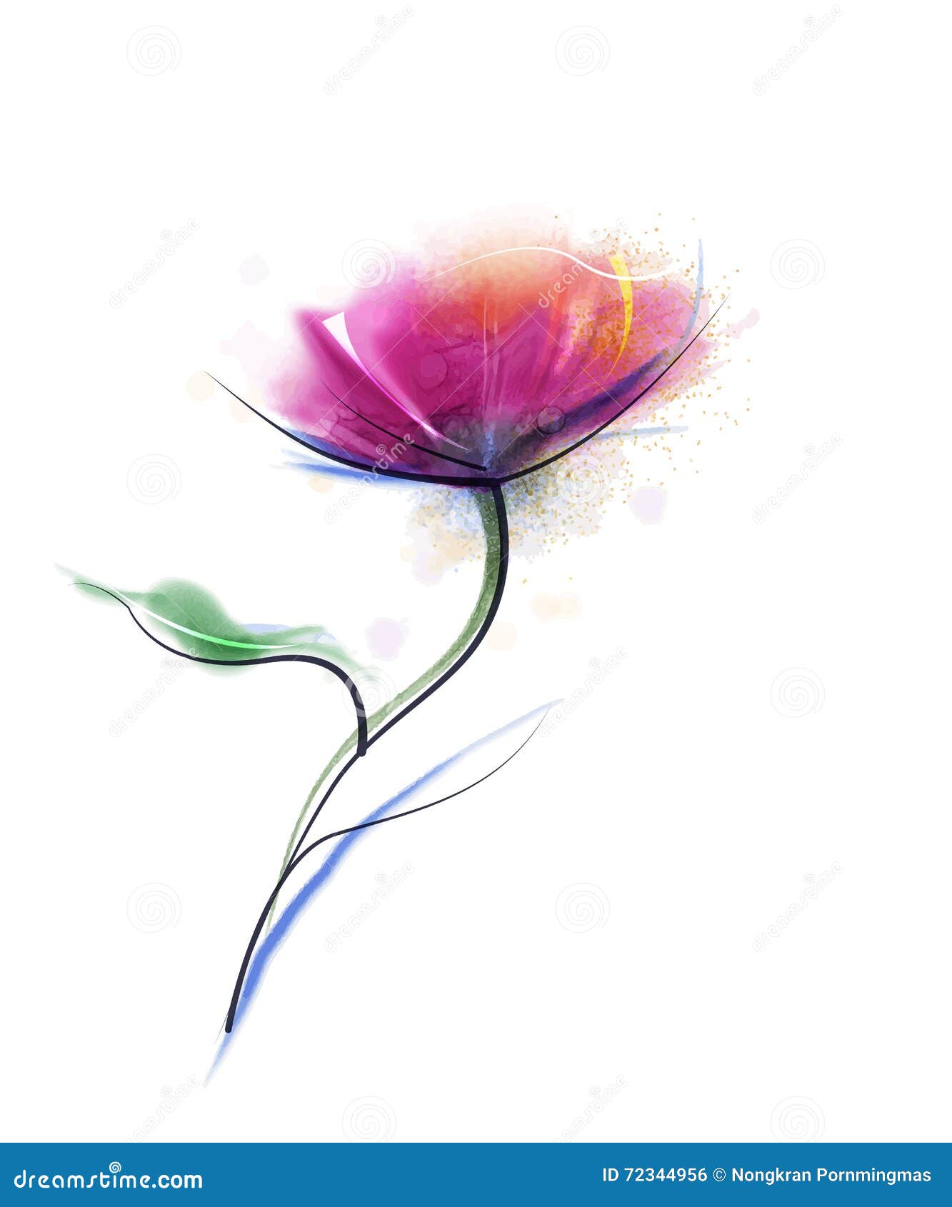 Vector Watercolor Painting Flower On White Background ...