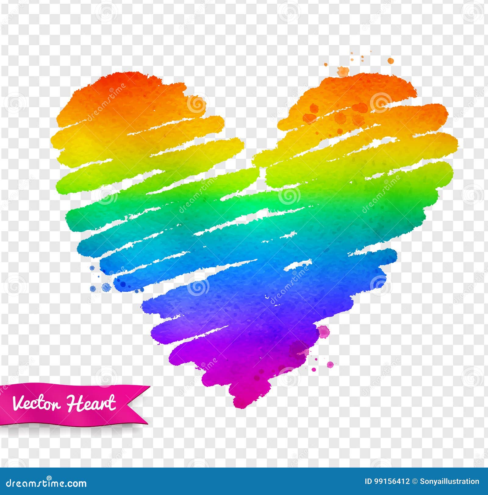Download Vector Watercolor Sketch Of Rainbow Colored Heart Stock ...