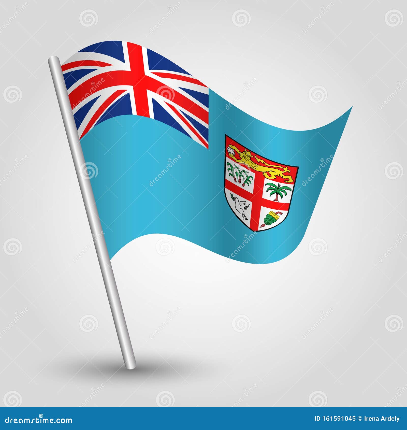 Fijian Flag Waving In The Wind Shows Fiji Symbol Of Patriotism. Motion ...
