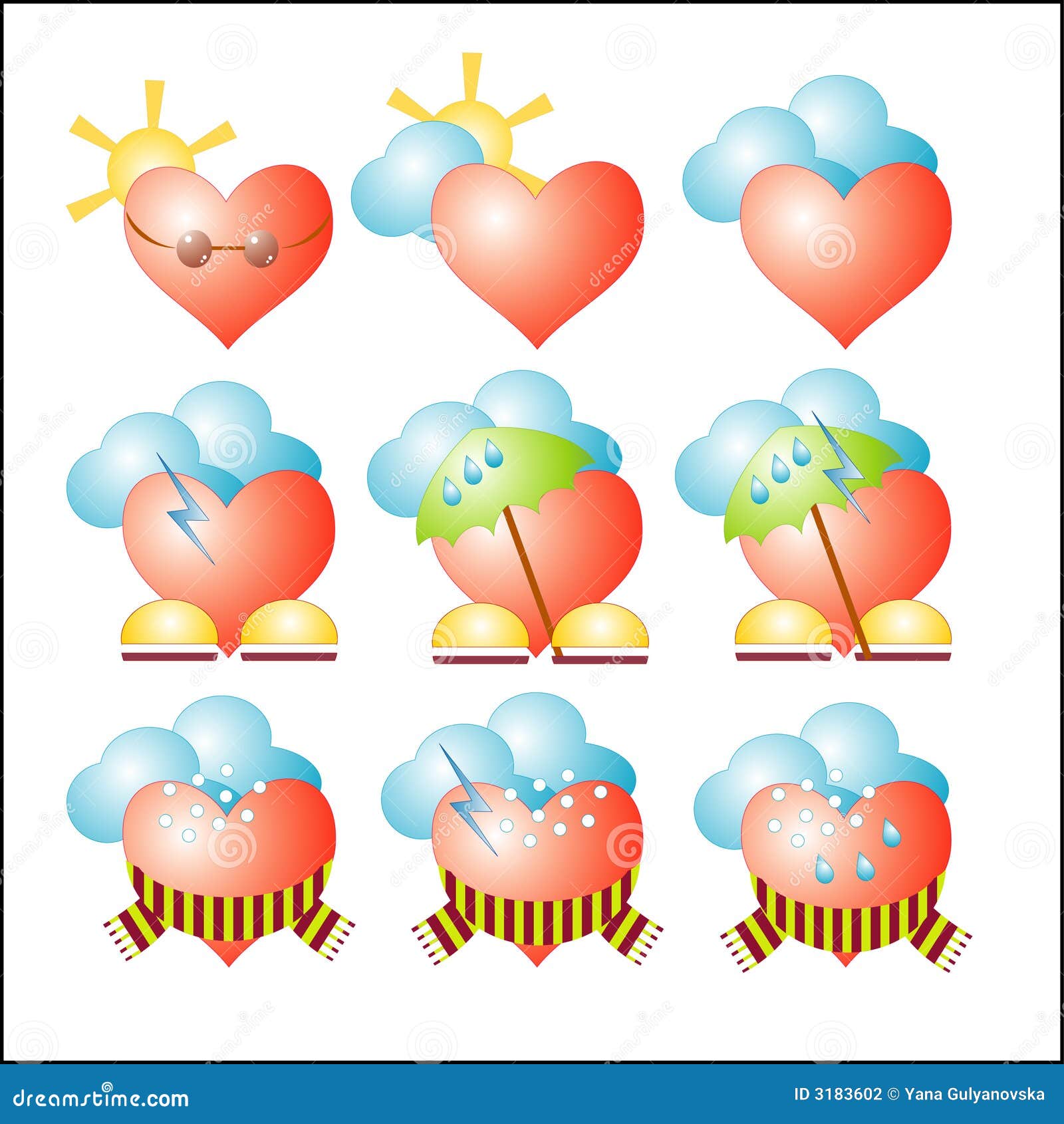 Vector Weather Hearts Stock Photography Image 3183602