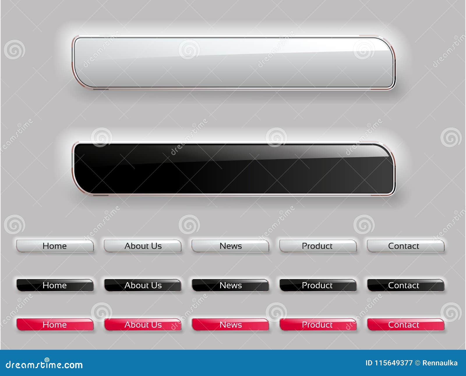 Vector  Design Menu Buttons. site Navigation Bar. site Header
