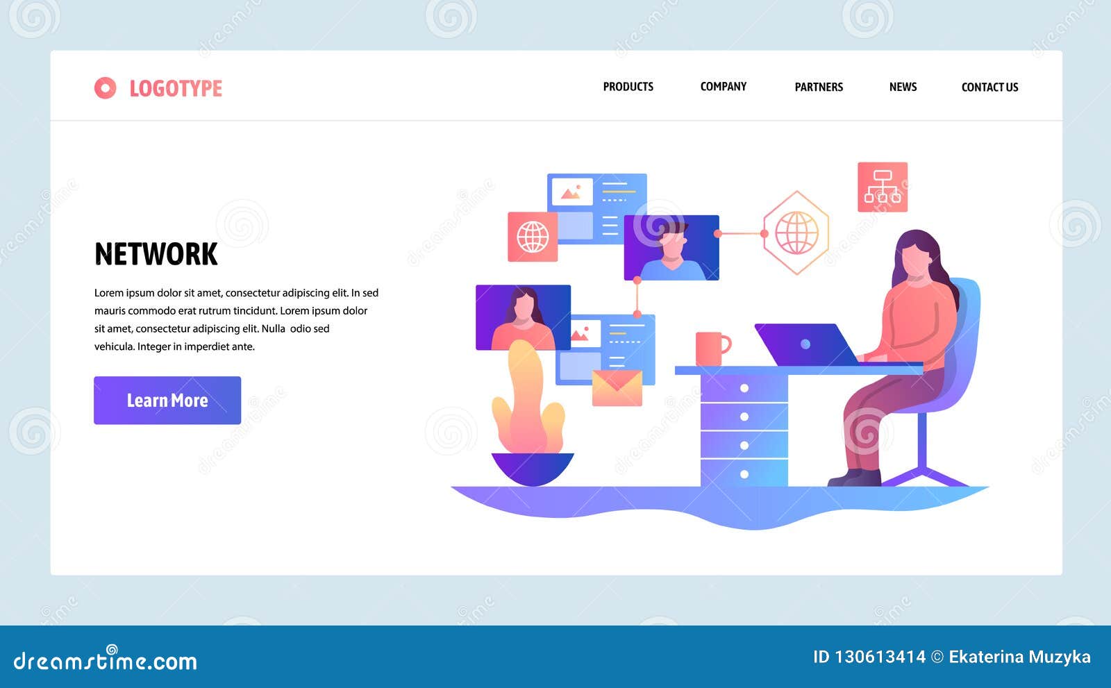 Vector Web Site Design Template. Social Media Network, Messaging and Vector Web Site Design Template. Social Media Network, Messaging and