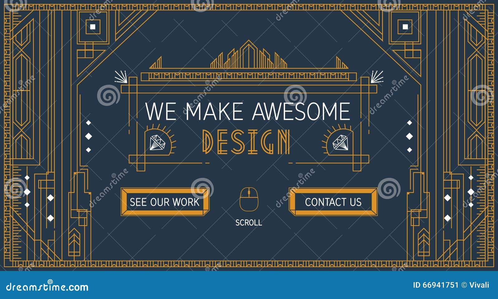 Vector Website Slider Template In Thin Line Trendy Art Vector Website Slider Template In Thin Line Trendy Art