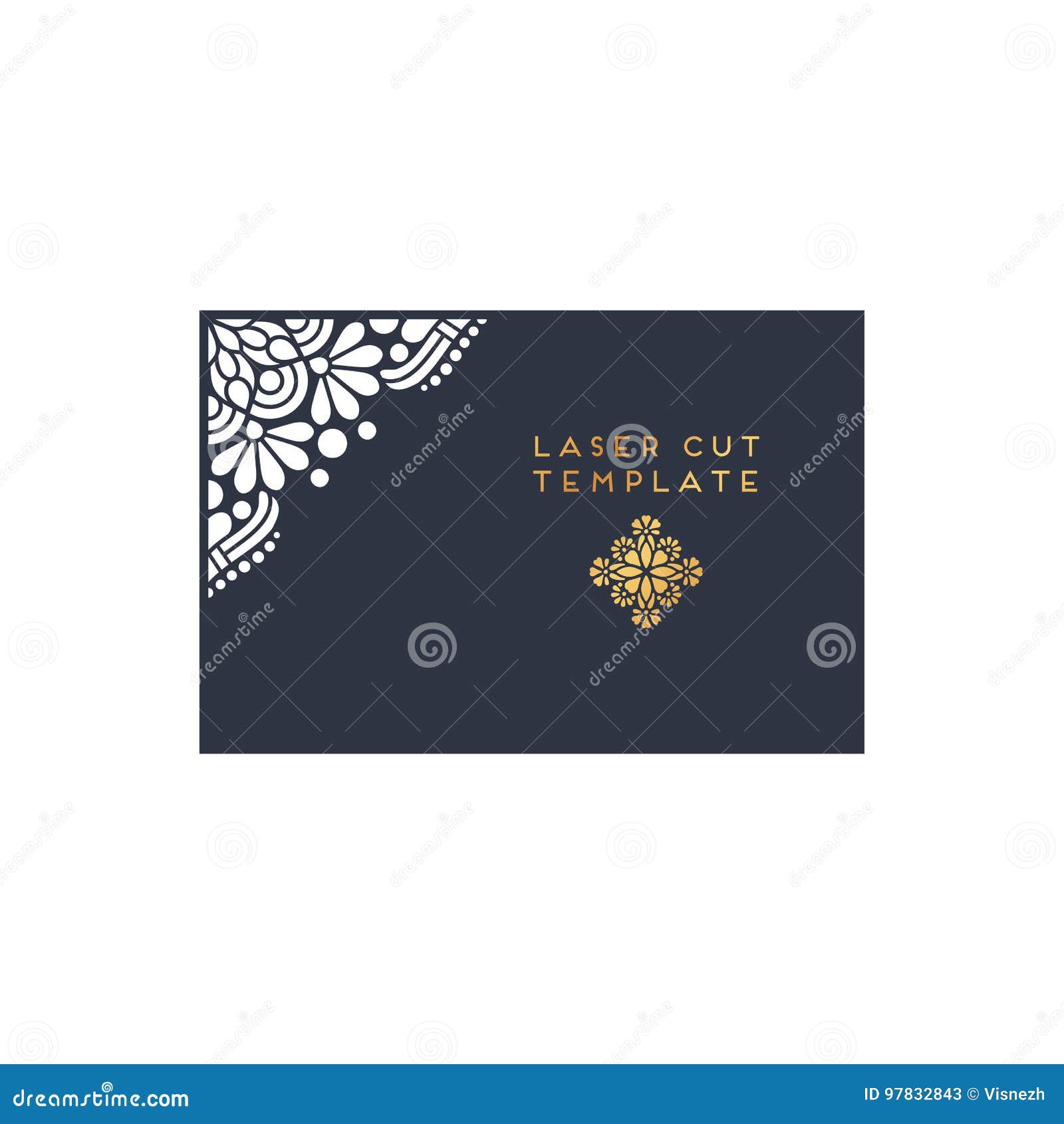 Vector Wedding Card Laser Cut Template. Vintage Decorative Elements