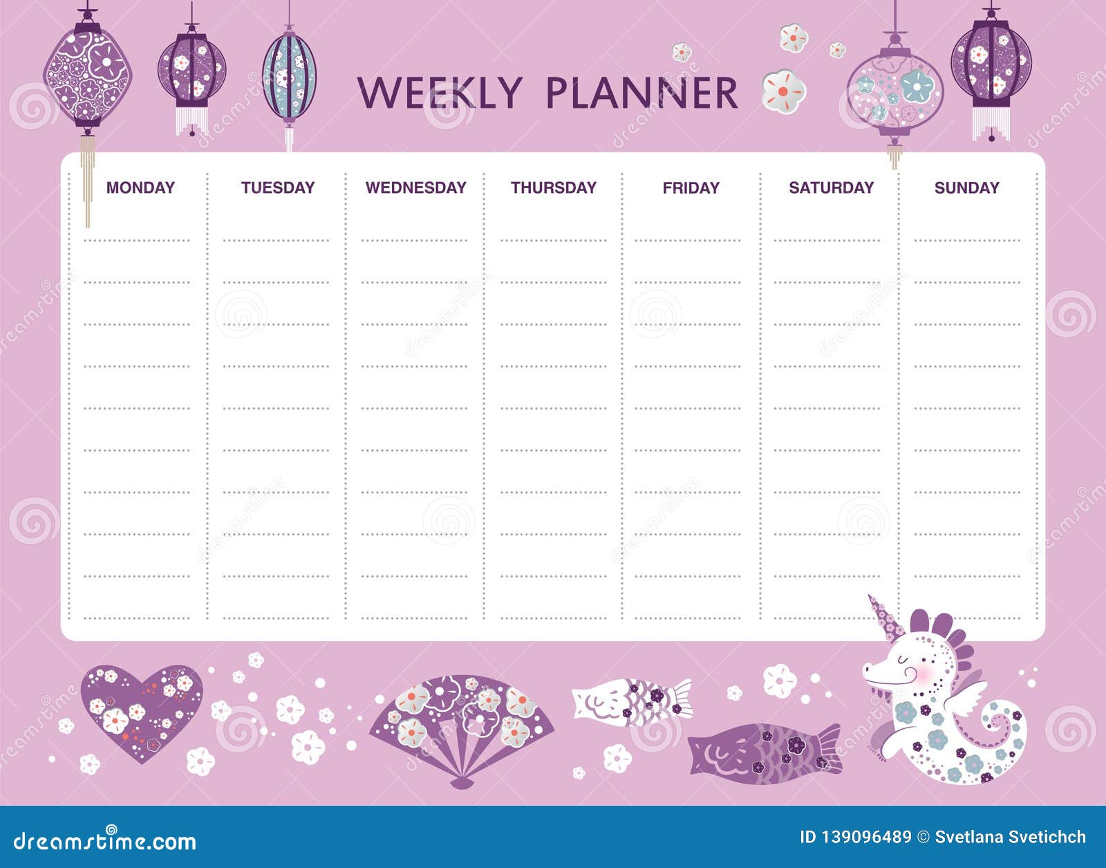 Kawaii Cute Timetable Template Kawaii Cute Timetable Template