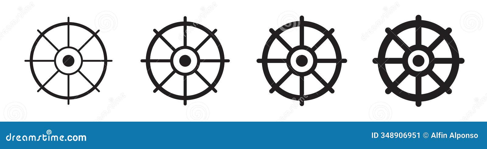  wheel thin line icon. skipper icons