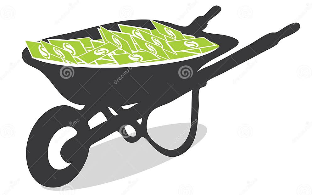 Vector Wheelbarrow Full of Cash Stock Vector Illustration of wheel