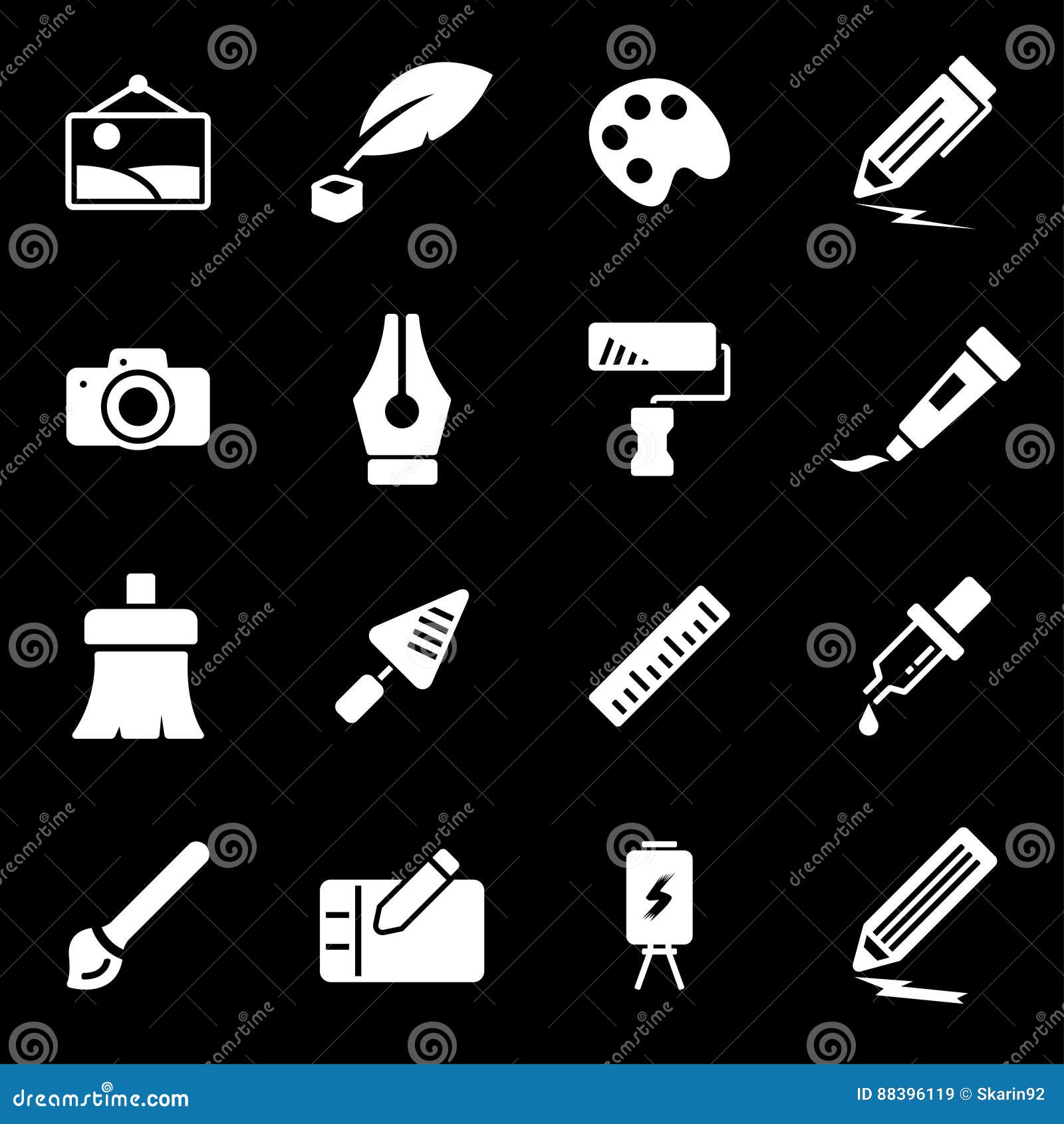 Vector white art icons set stock vector. Illustration of vector 88396119