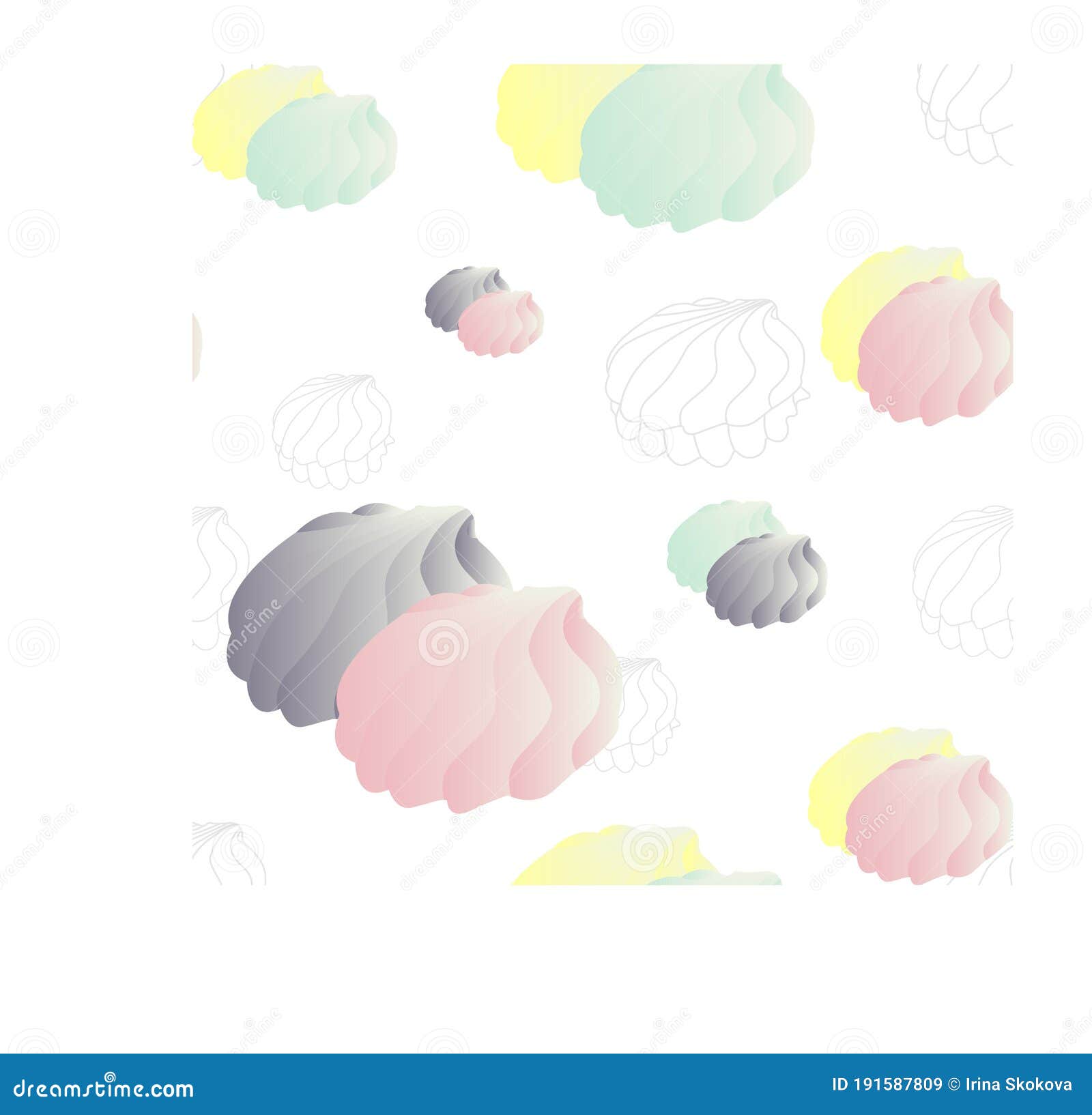  white background with colorful zephir. seamless pattern