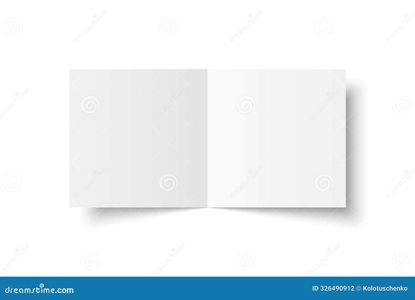  white blank square bi fold opened on white background