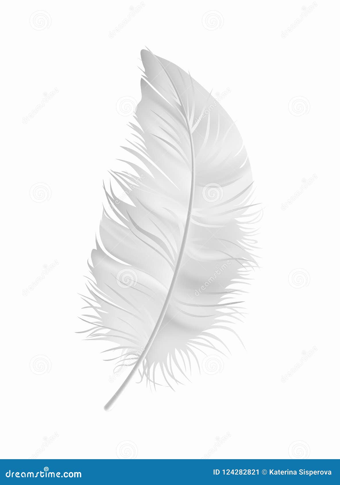 Download Vector White Fluffy Feather Isolated On White Background ...