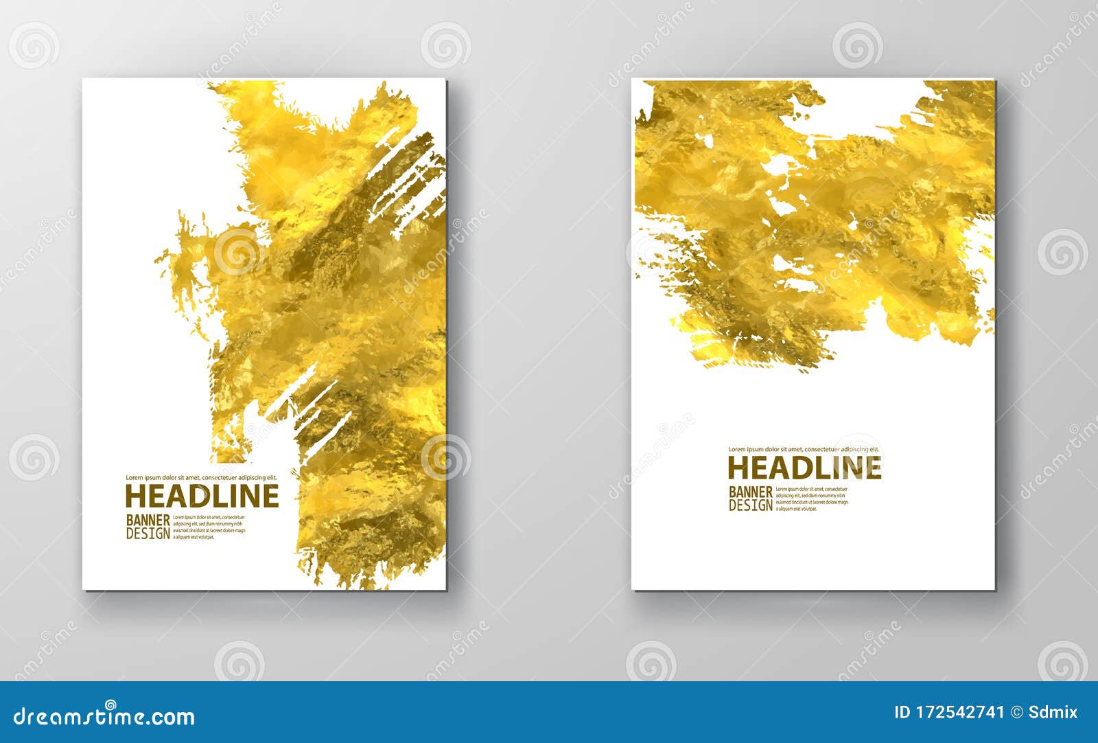 Vector White and Gold Design Templates Set Stock Vector Illustration