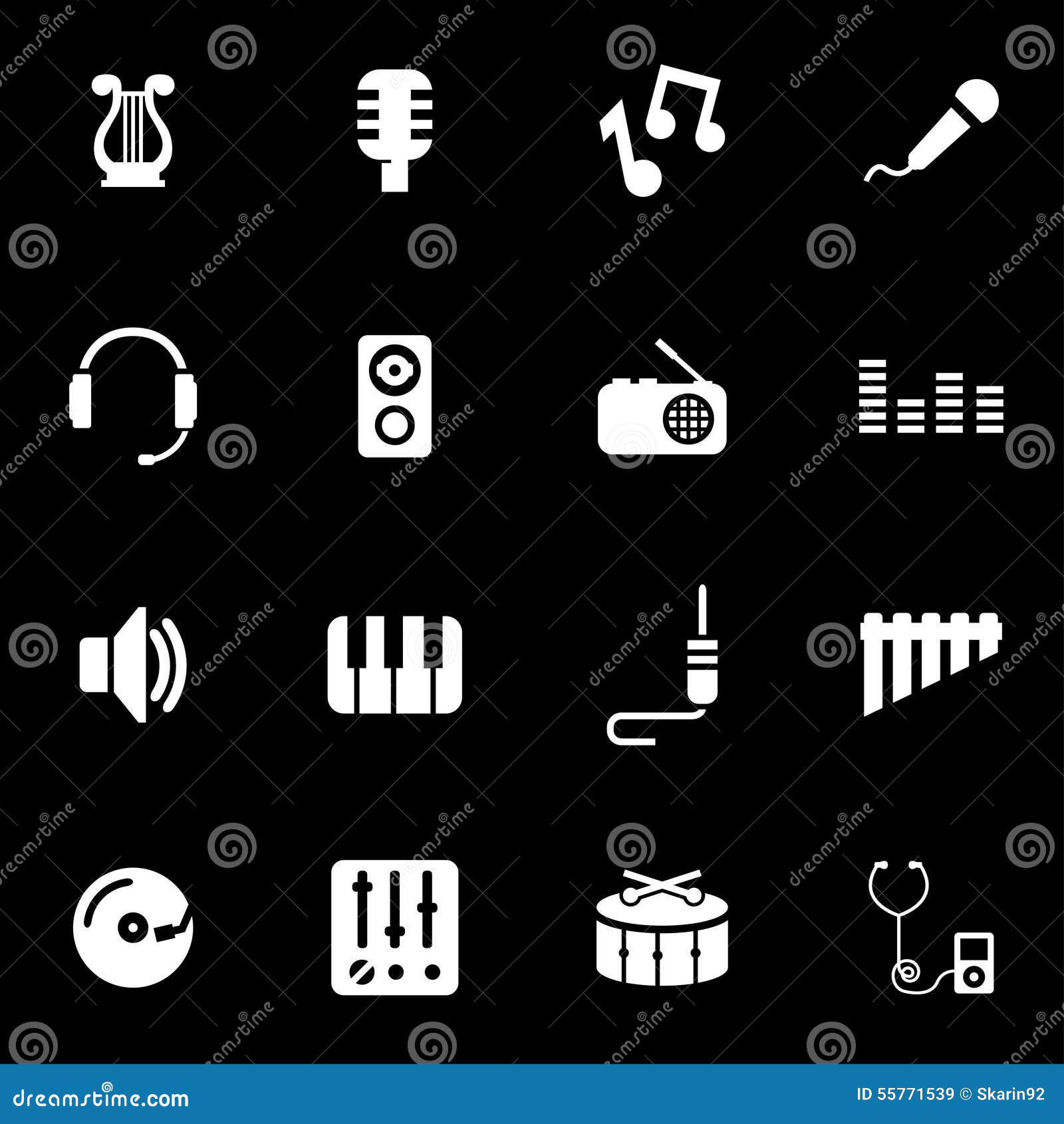 Vector White Music Icon Set Stock Vector Illustration of vector