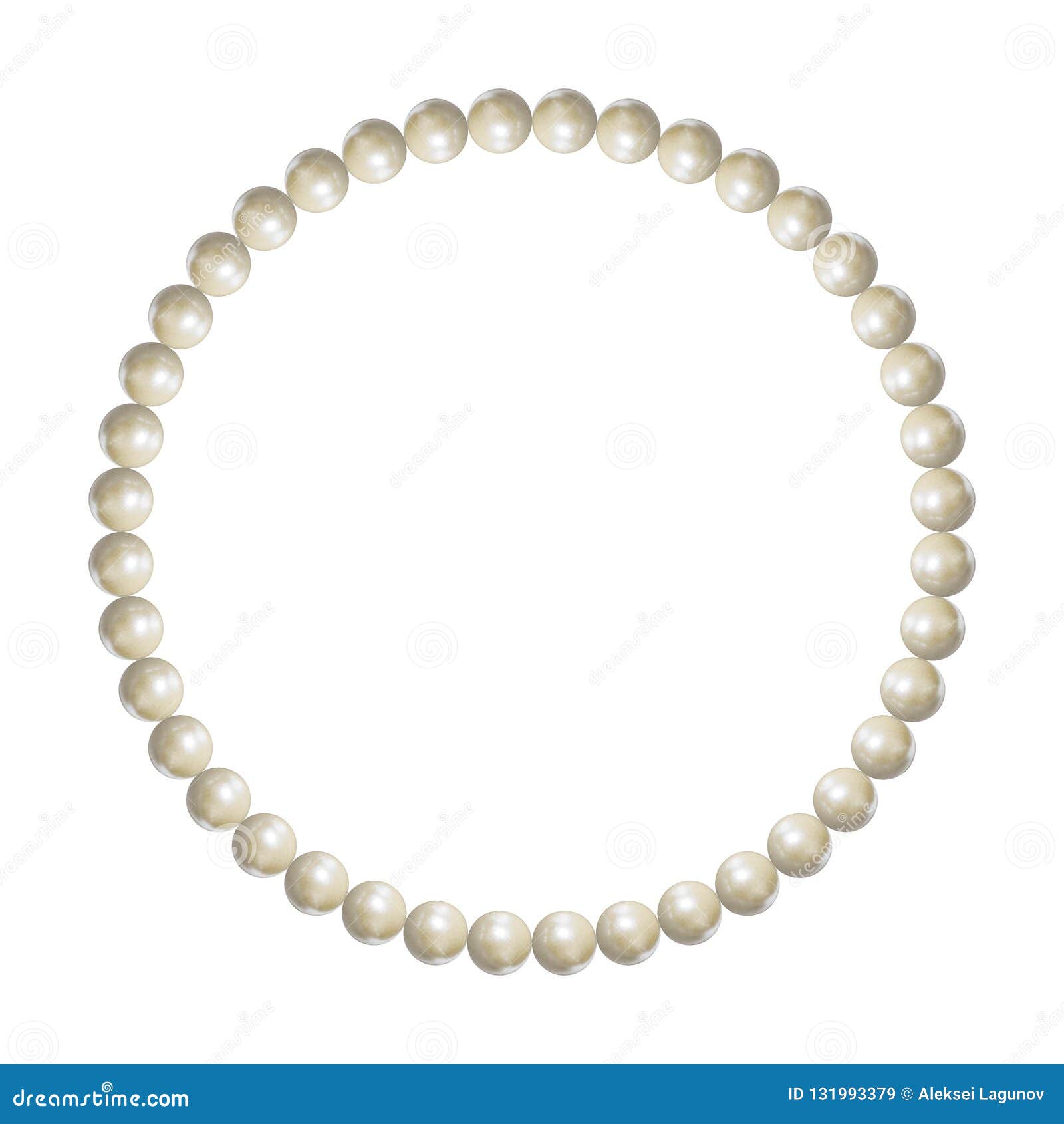 Vector White Pearl Bracelet, Jewelry Object, 3D Illustration. Stock