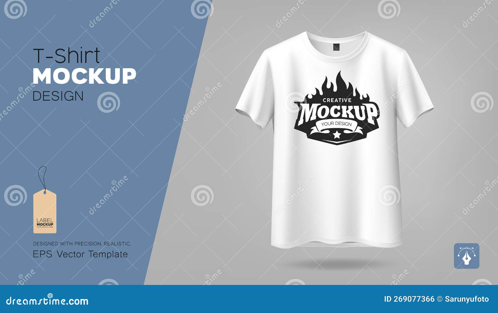 Vector White T-shirt Realistic Mockup, Front View Template Design Stock ...