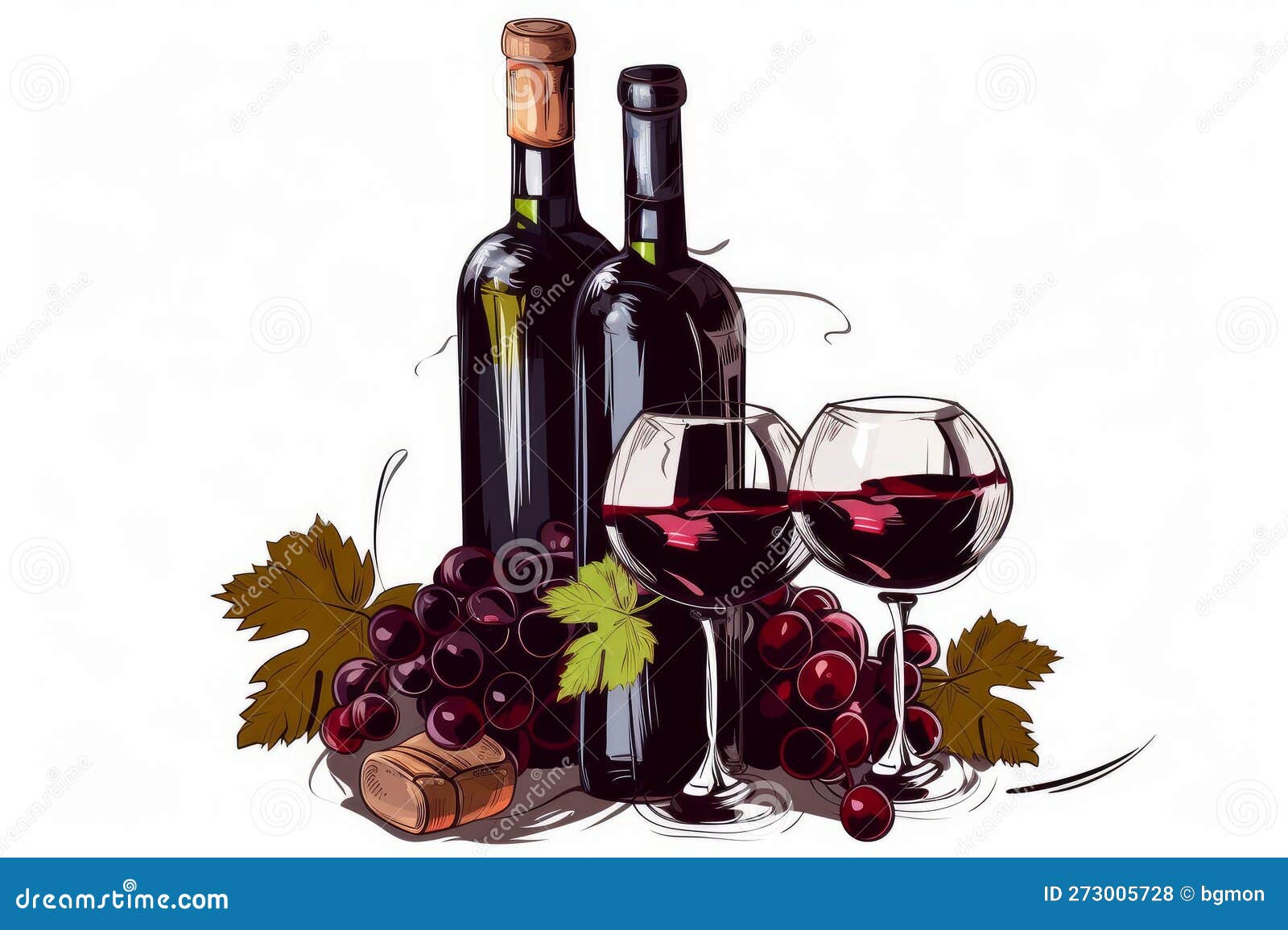 Vector of Wine Bottle Cups and Glasses Image. Generative Ai Stock