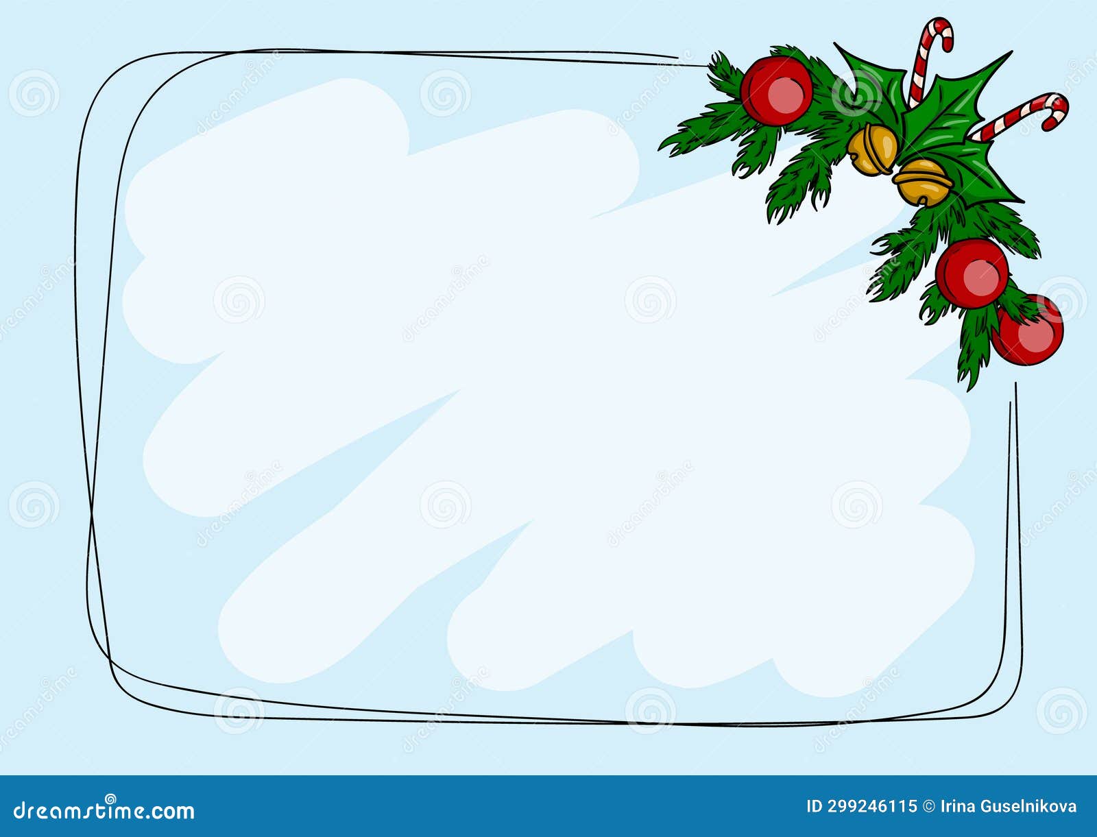Vector Winter Christmas Card Template with Fir Branches and Christmas