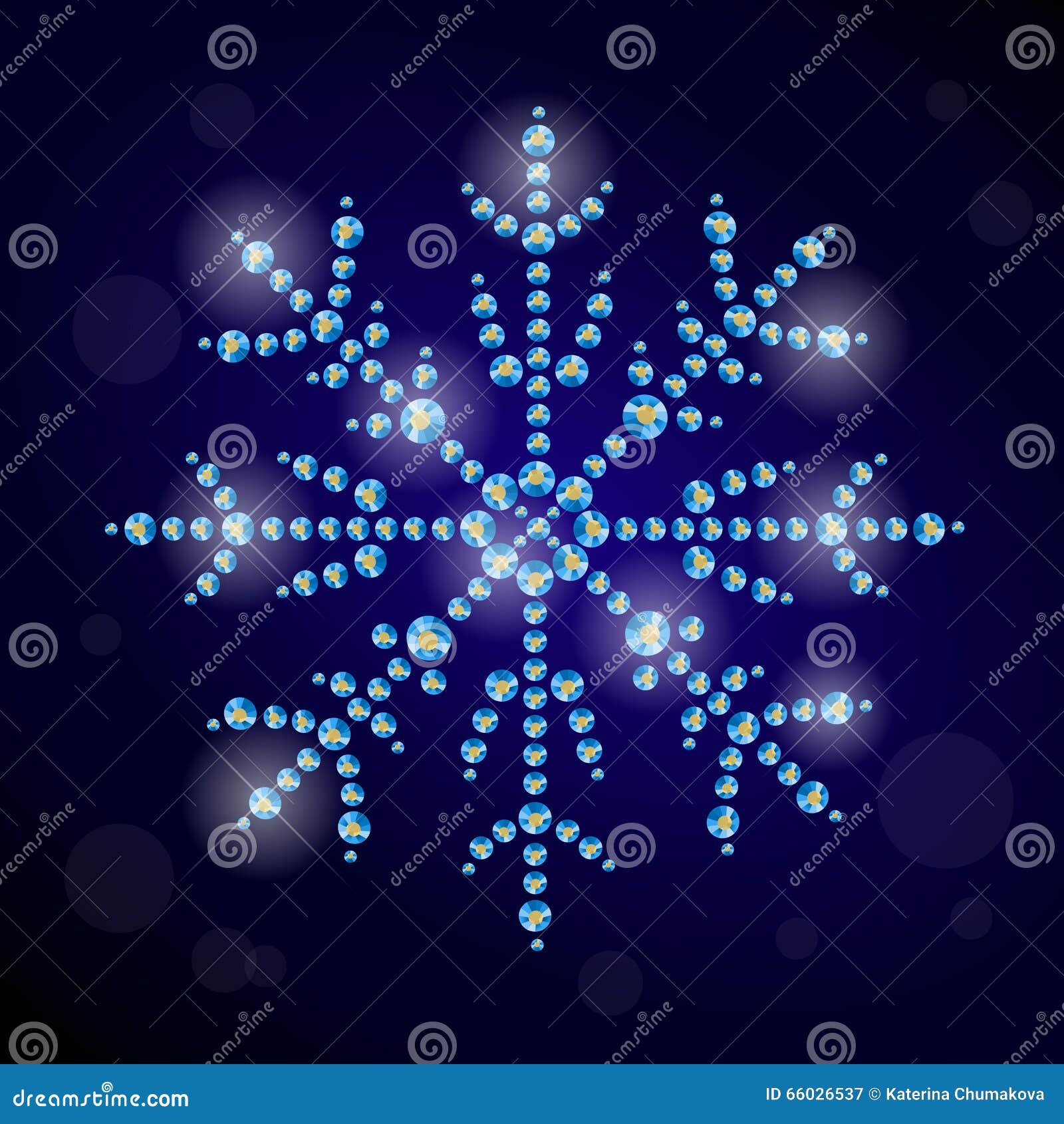 Vector Winter Illustration with Snowflakes Made with Rhinestones Stock