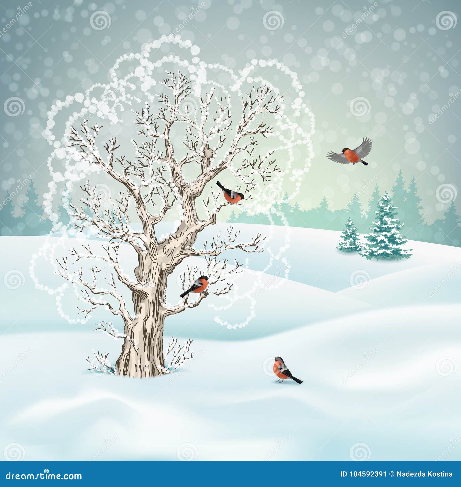 Download Vector Winter Landscape stock vector. Illustration of frosty - 104592391