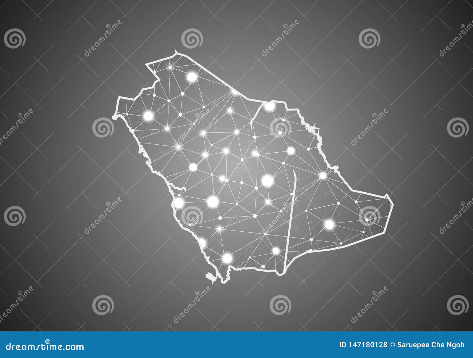 Vector Wireframe Mesh Polygonal of Saudi Arabia Map. Abstract Global ...