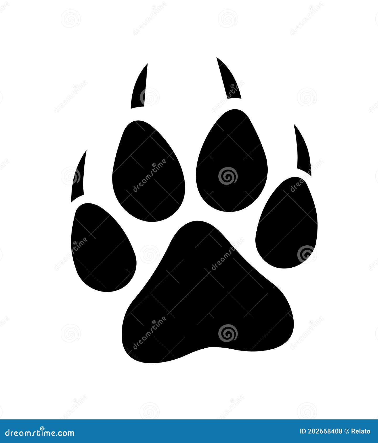  wolf paw print  on white background.