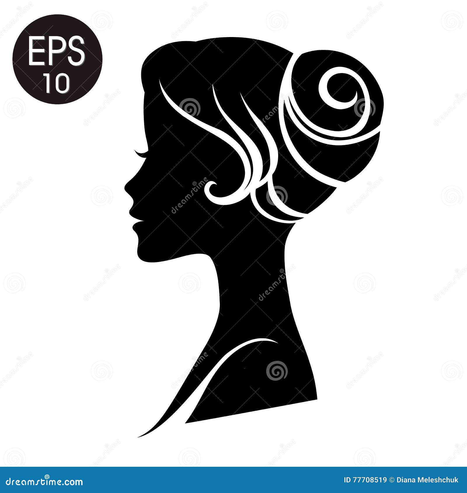 Download Vector Woman Face. Black Woman Silhouette. Vintage Profile ...