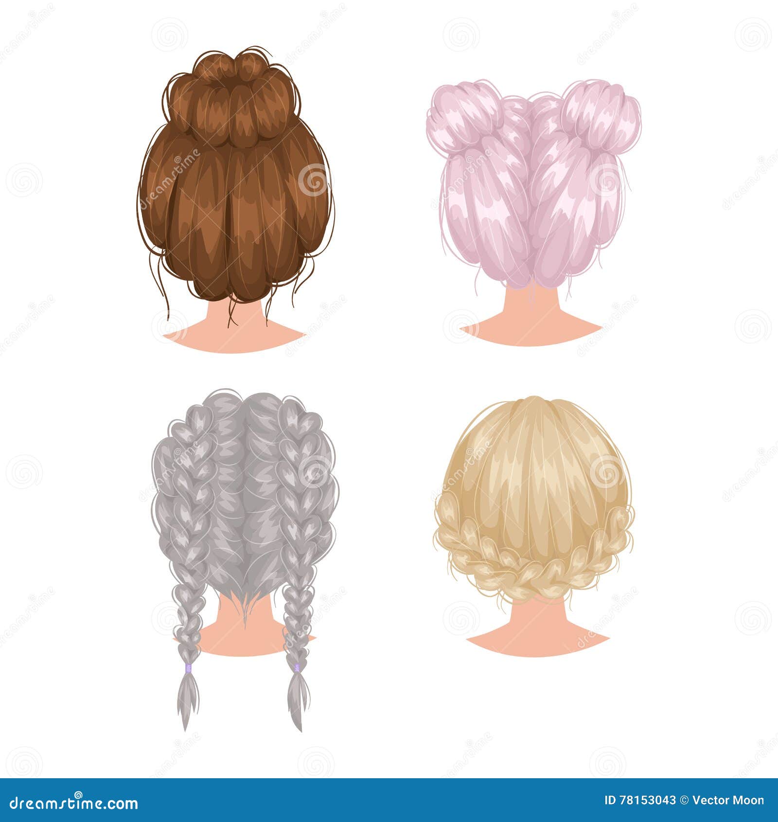 Vector Woman Hairstyle Back View Stock Vector - Illustration of salon,  black: 78153043