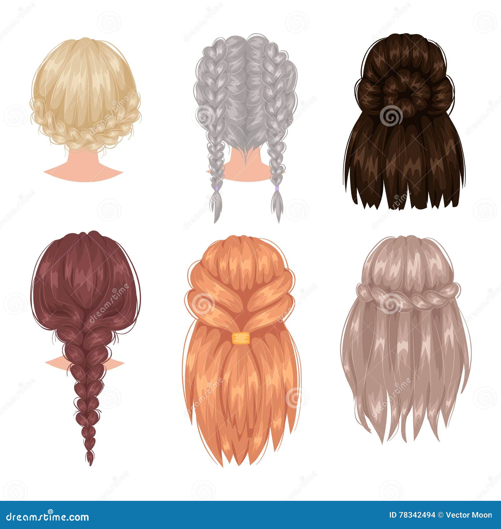 Vector Woman Hairstyle Back View Stock Vector - Illustration of pigtail, salon: 78342494 Vector Woman Hairstyle Back View Stock Vector - Illustration of pigtail, salon: 78342494