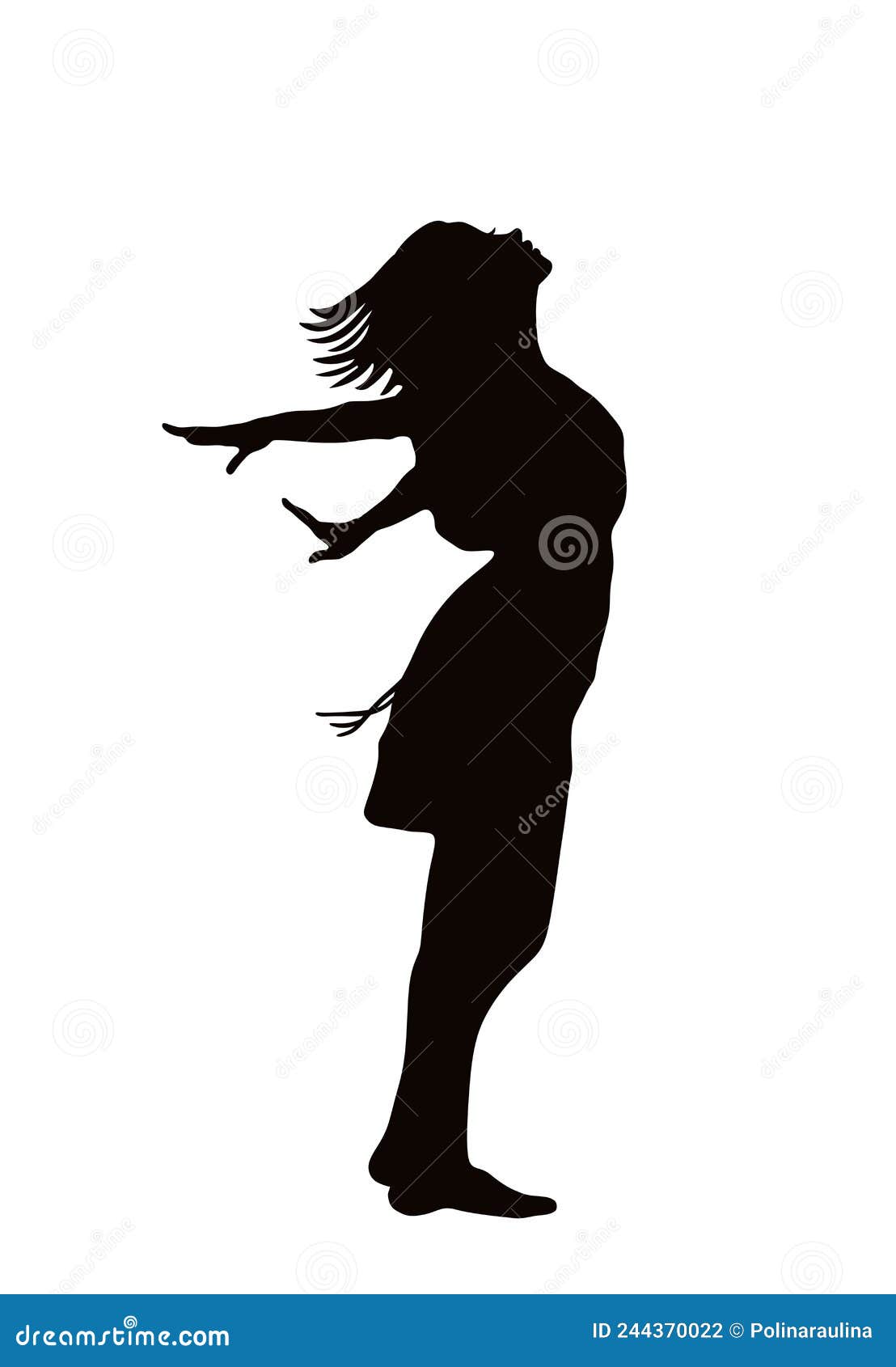 Vector Woman Lady Girl Silhouette with Developing Hair.Female Body ...