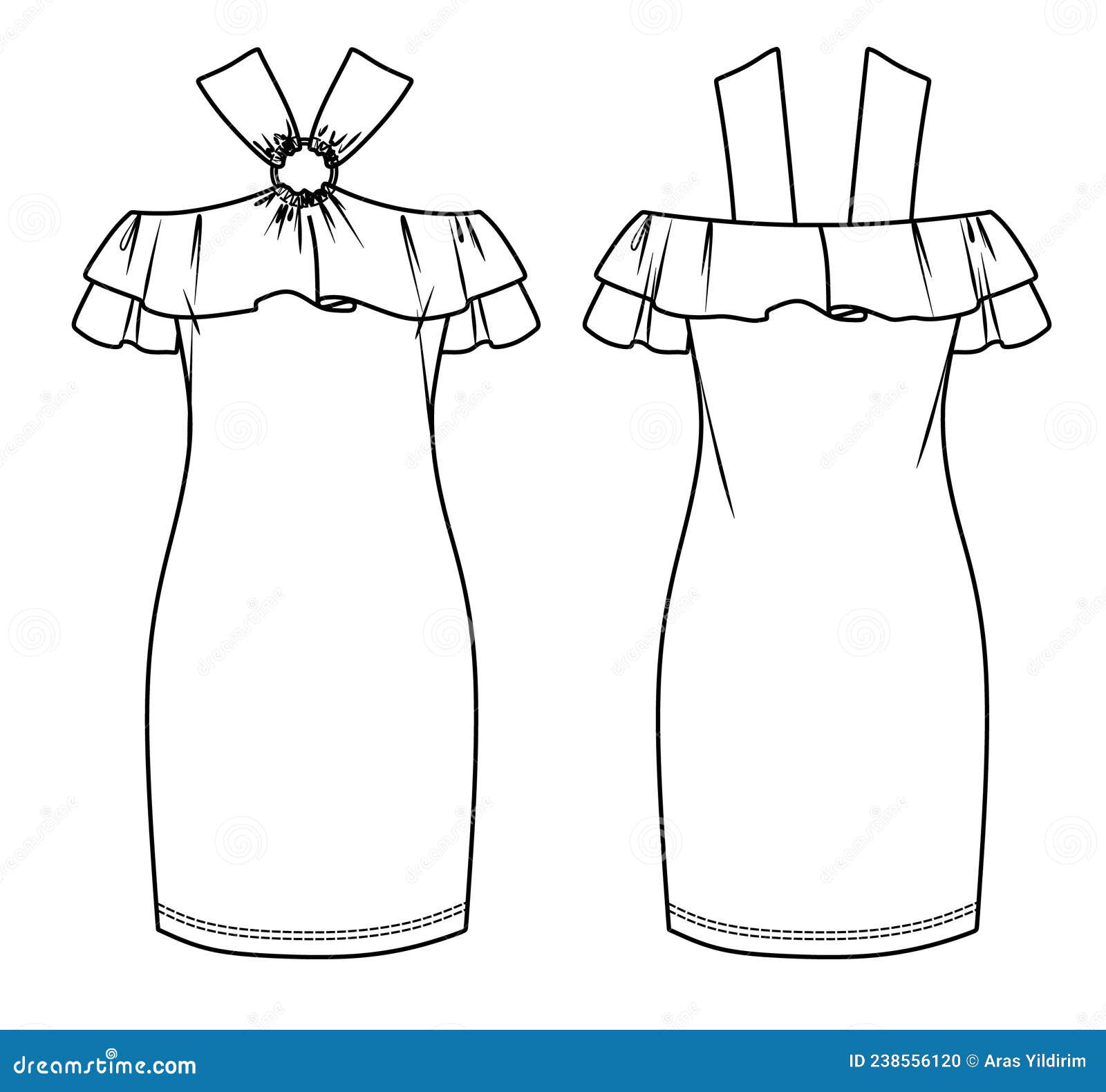 Vector Woman Summer Dress Fashion CAD Stock Vector - Illustration of ...