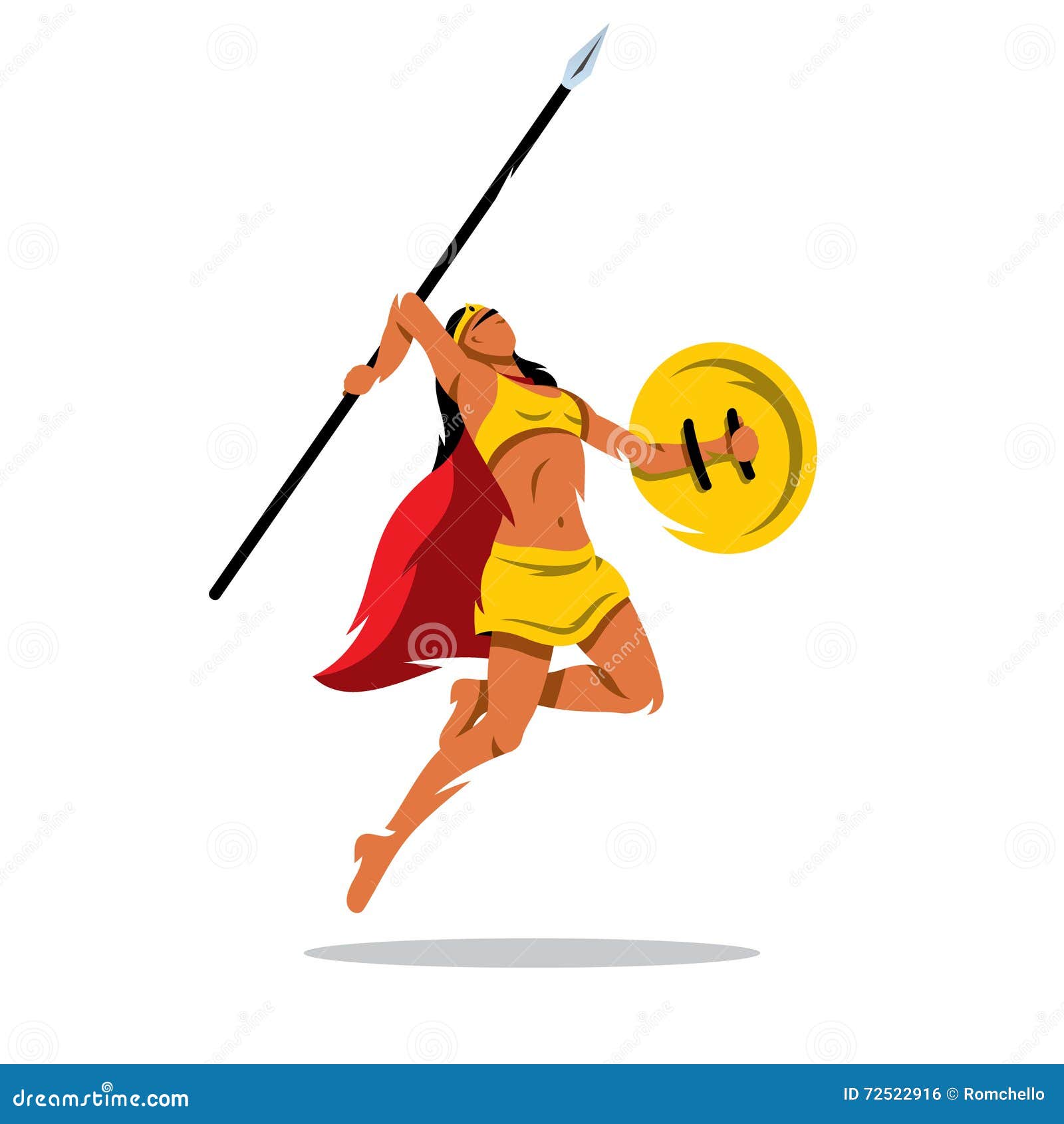 Download Vector Woman Warrior With A Spear Cartoon Illustration. Stock Vector - Illustration of amazon ...
