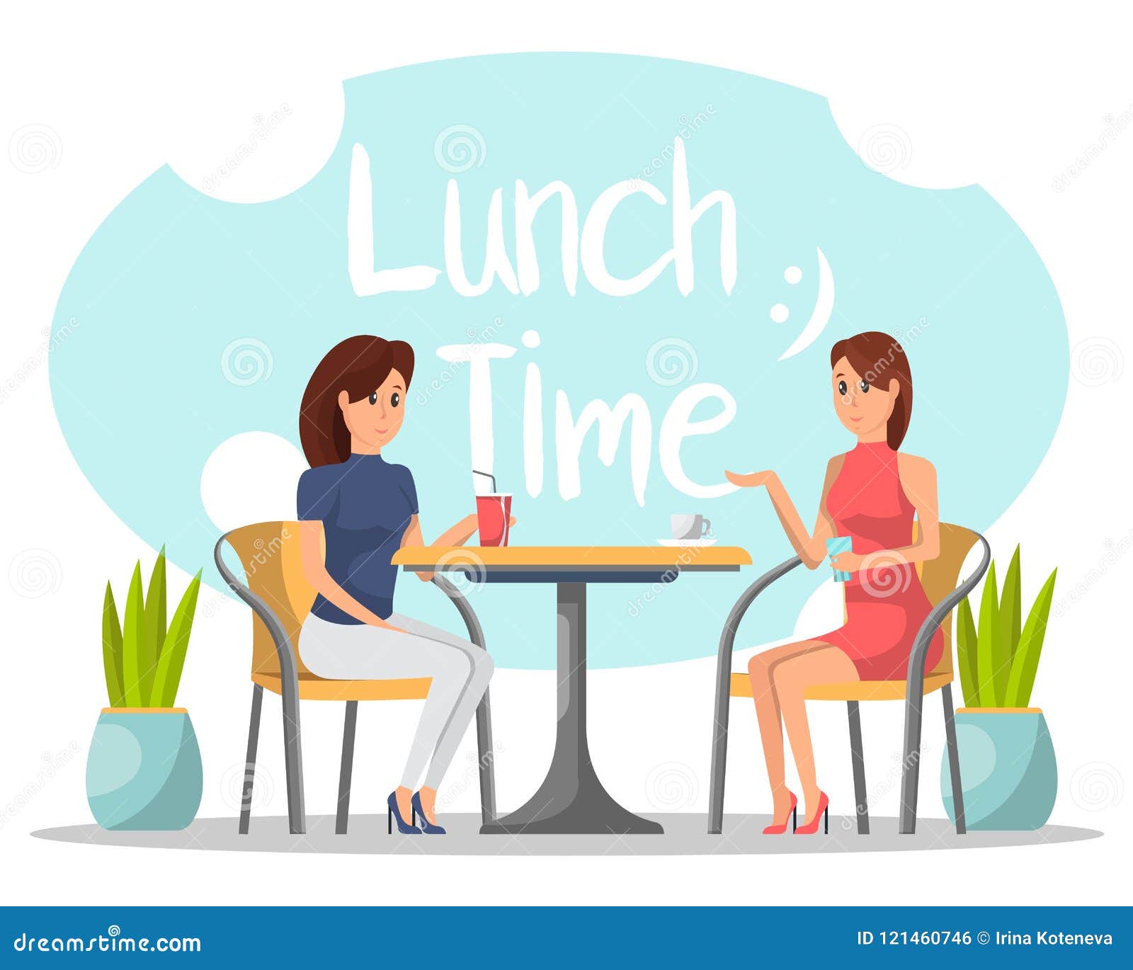 Cartoon Women Having LunchÂ together Stock Vector - Illustration of  cafeteria, break: 121460746