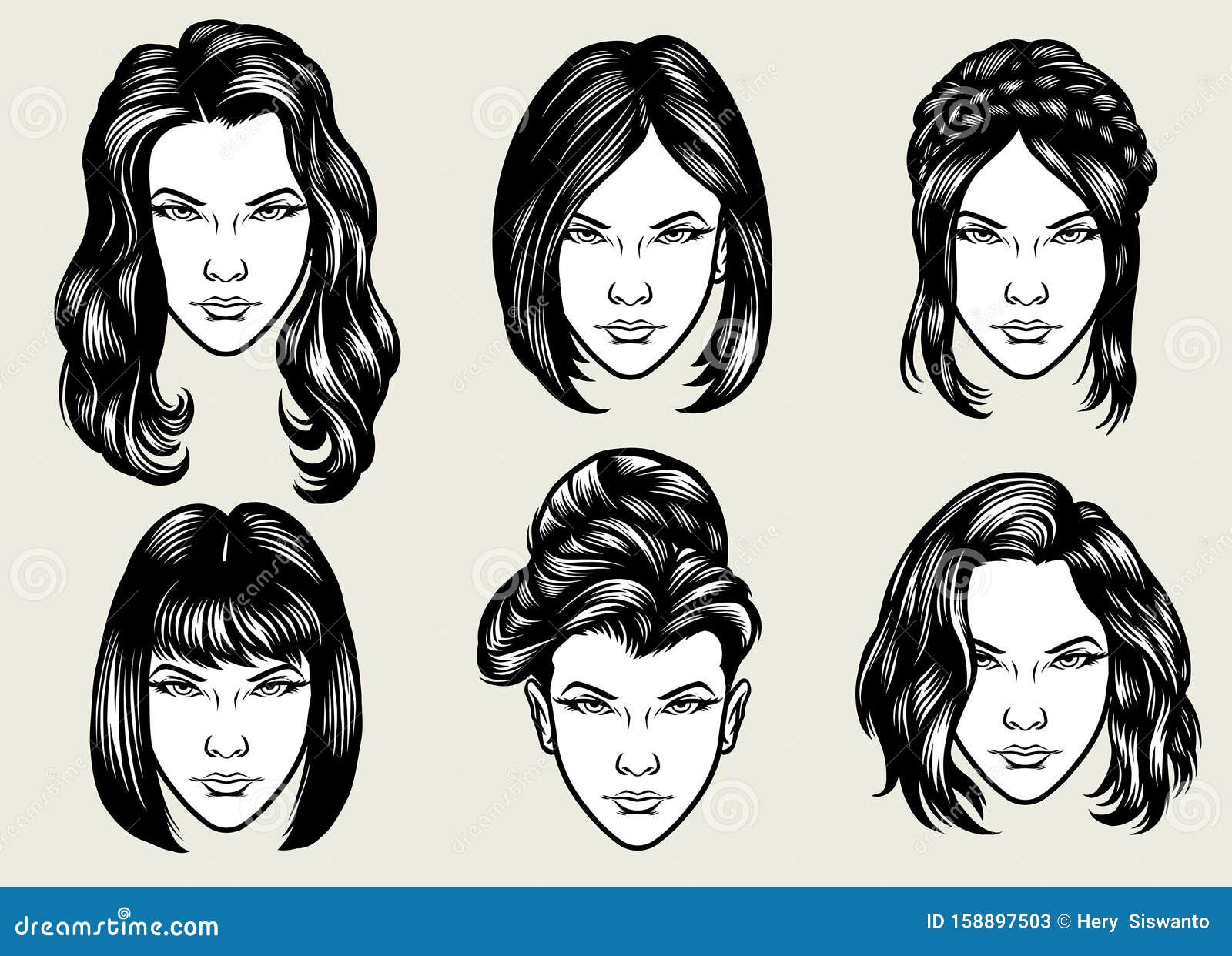 Women Hairstyles Collection Stock Vector Illustration of collection