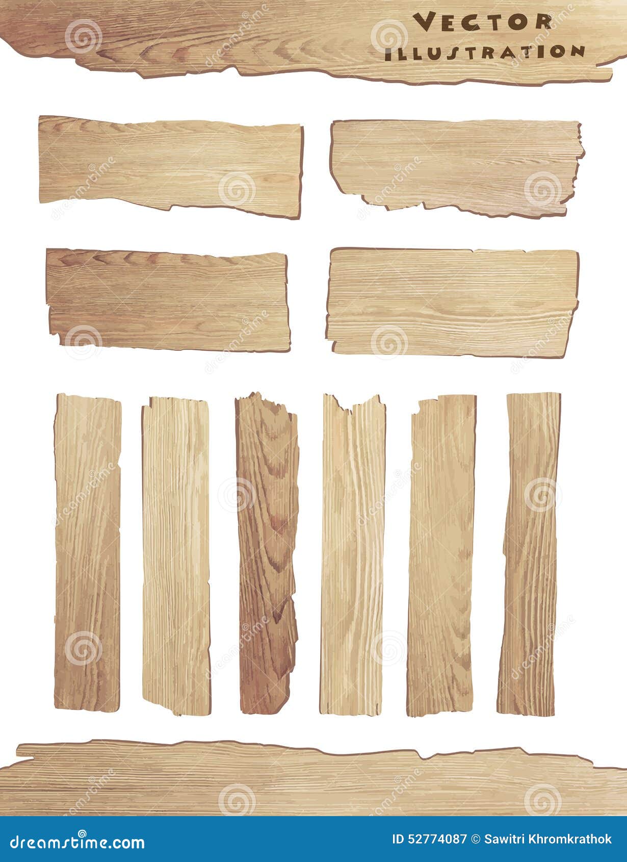  wood plank  on white background