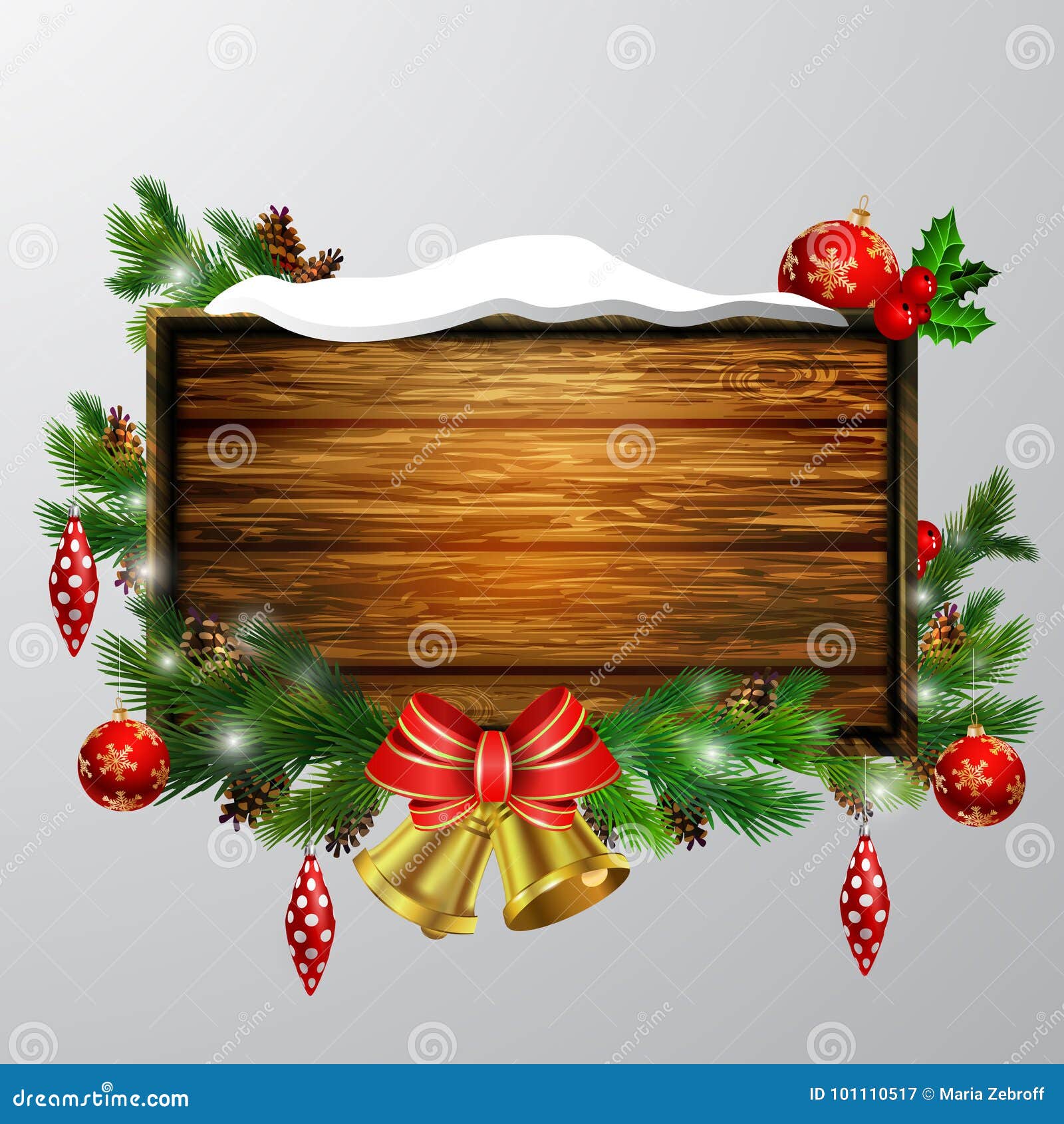 Vector Wooden Christmas Board Stock Vector Illustration of season