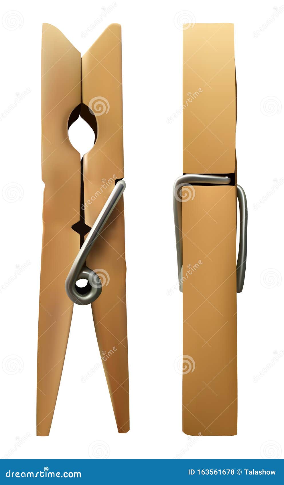 Vector Wooden Clothespin On White Isolated Background Stock Vector