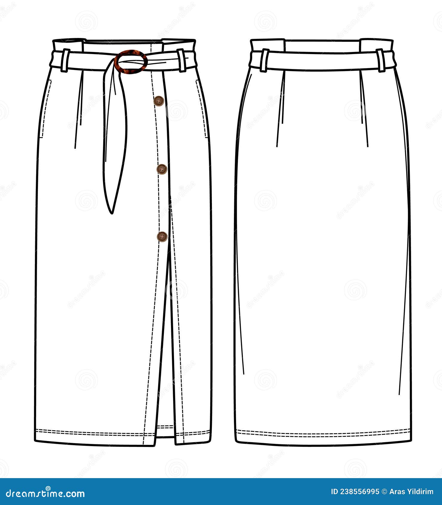 Vector Wrapped Skirt with Wooden Accessories Stock Vector ...