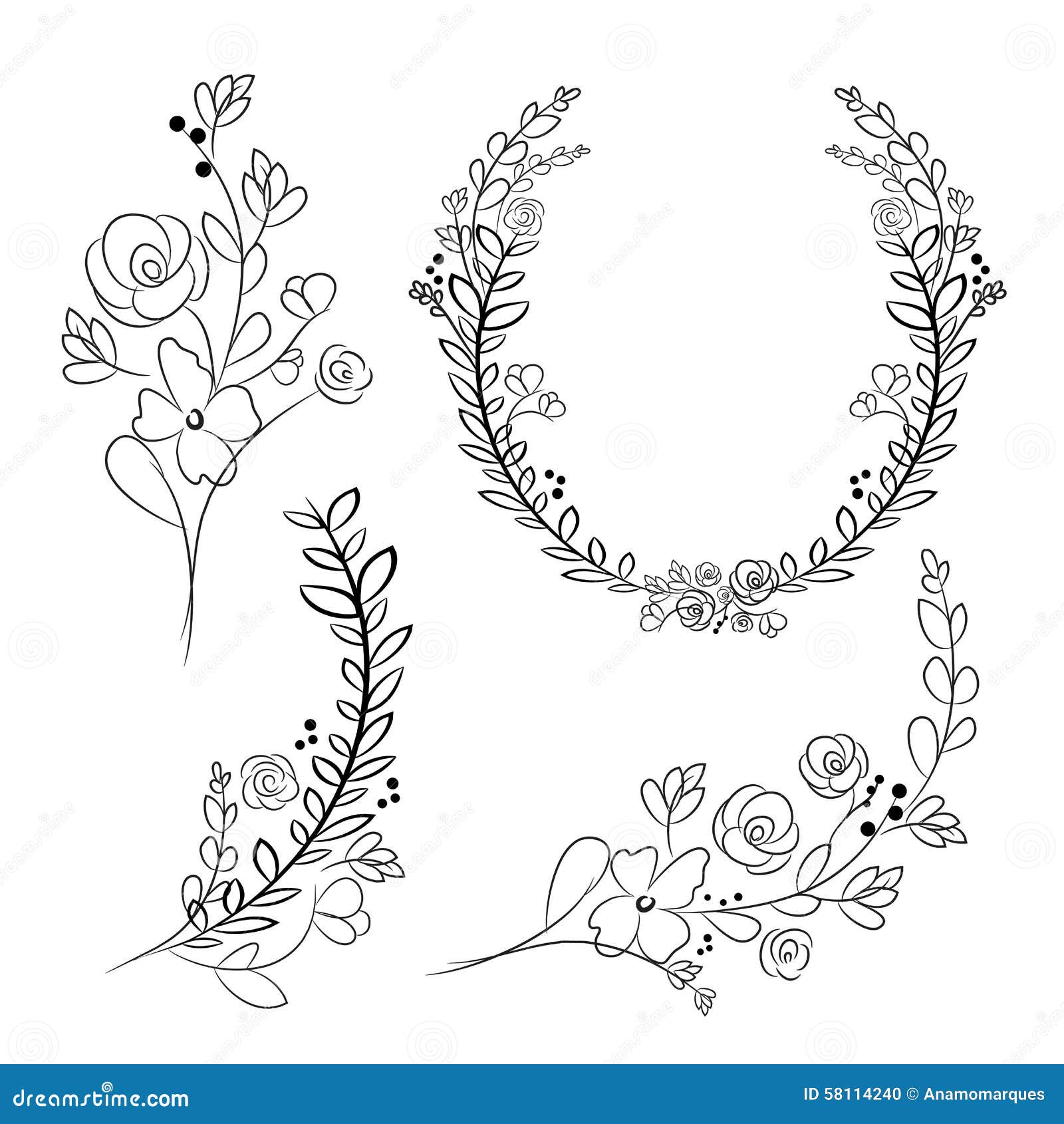 Download Vector Wreaths And Laurel Wreaths. Round Flower Vector ...