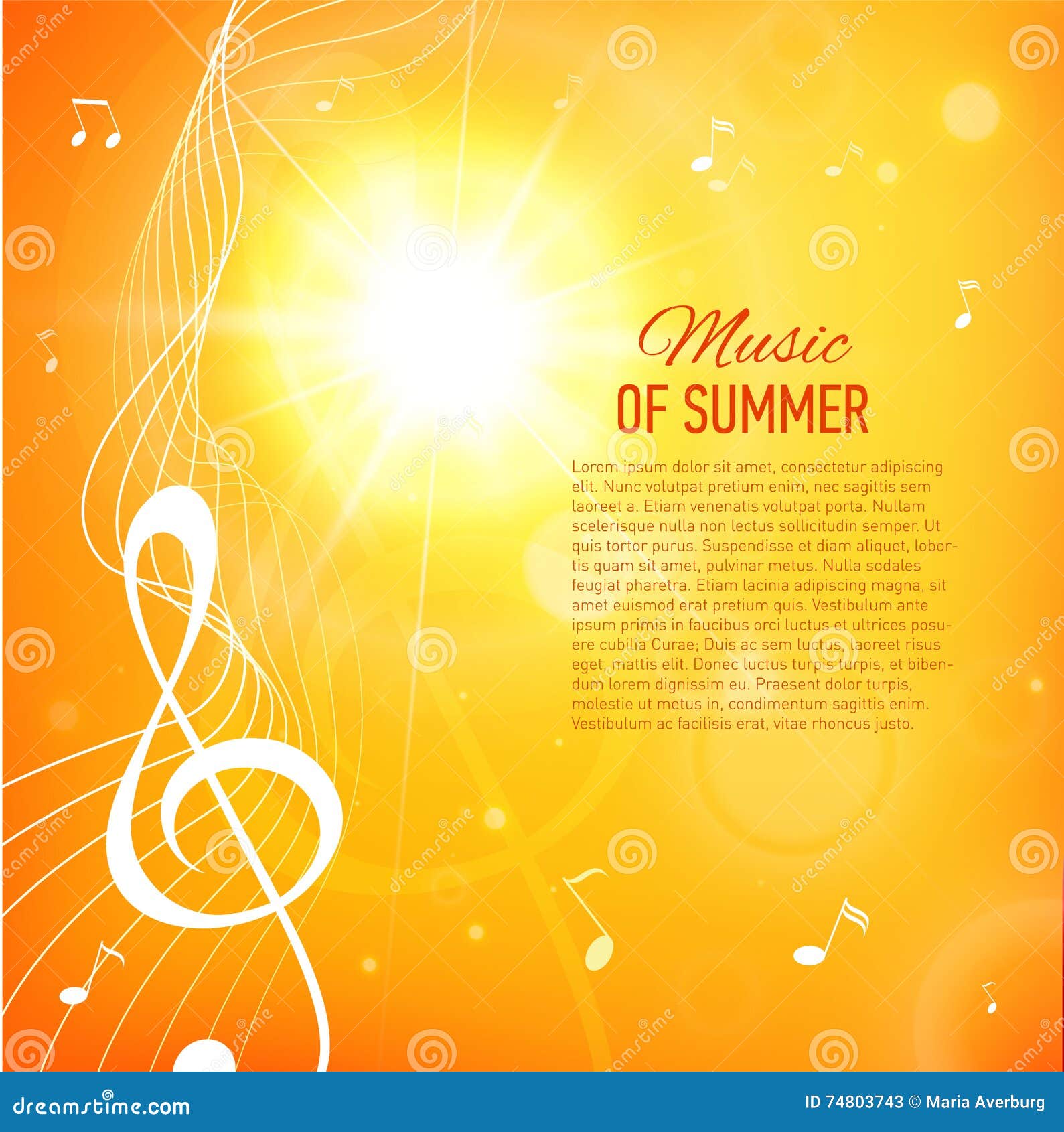 Vector Yellow Background with Music Notes and Key Stock Vector Illustration of abstract