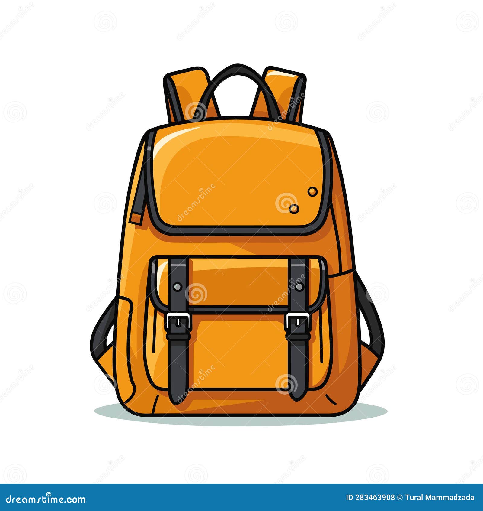 Vector of a Yellow Backpack with Black Straps Stock Vector ...