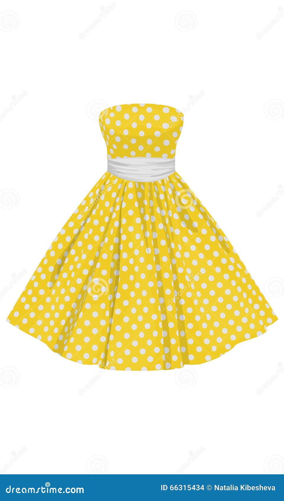 Vector Yellow Dress with White Polka Dots Stock Illustration