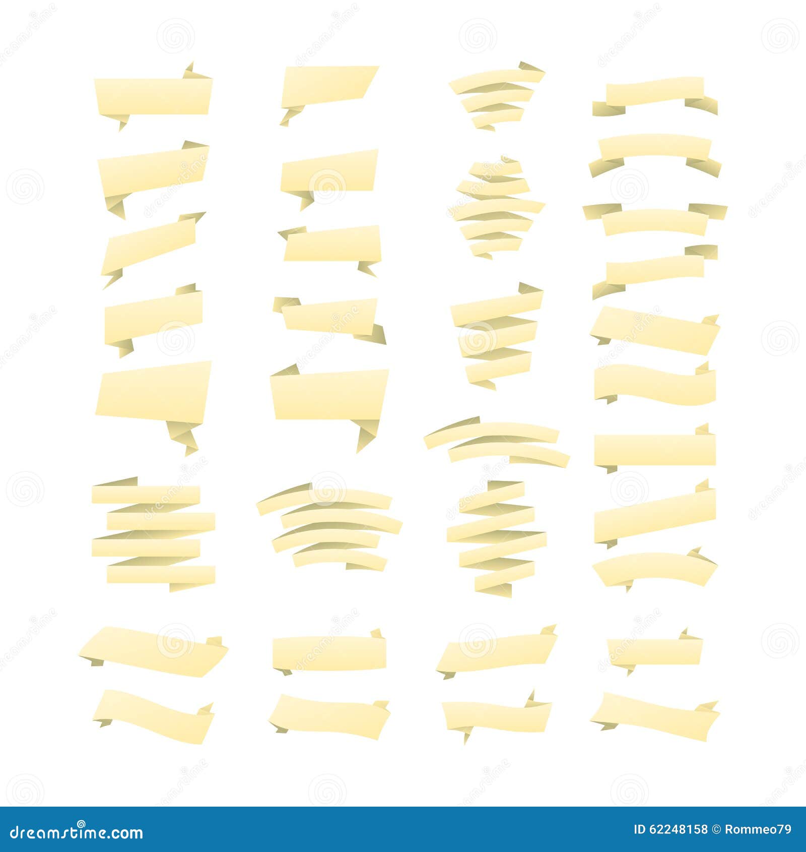 Vector Yellow Ribbons Set. Elements on White Background Stock Vector