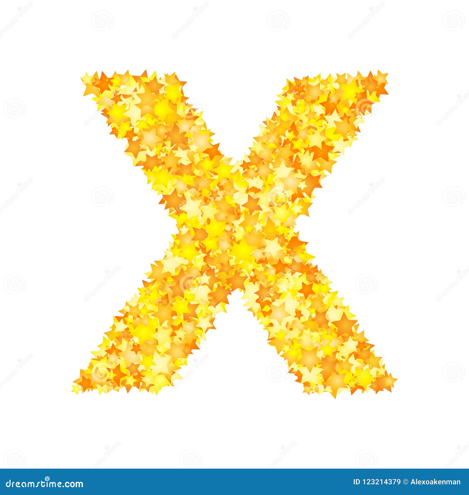 Vector Yellow Stars Font, Letter X Stock Vector Illustration of gold, carnival 123214379