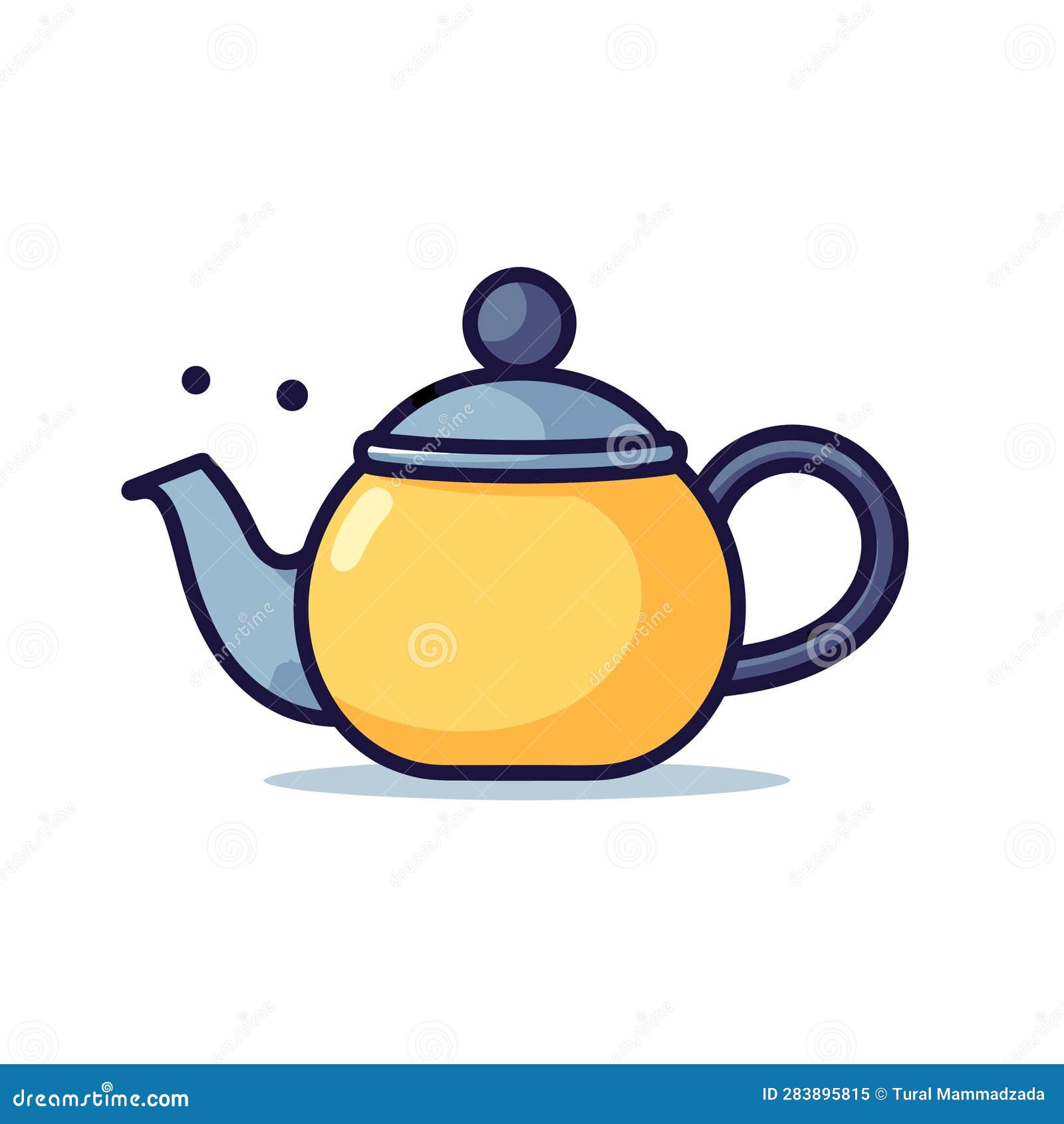Vector of a Yellow Teapot with a Blue Lid, a Simple and Minimalist