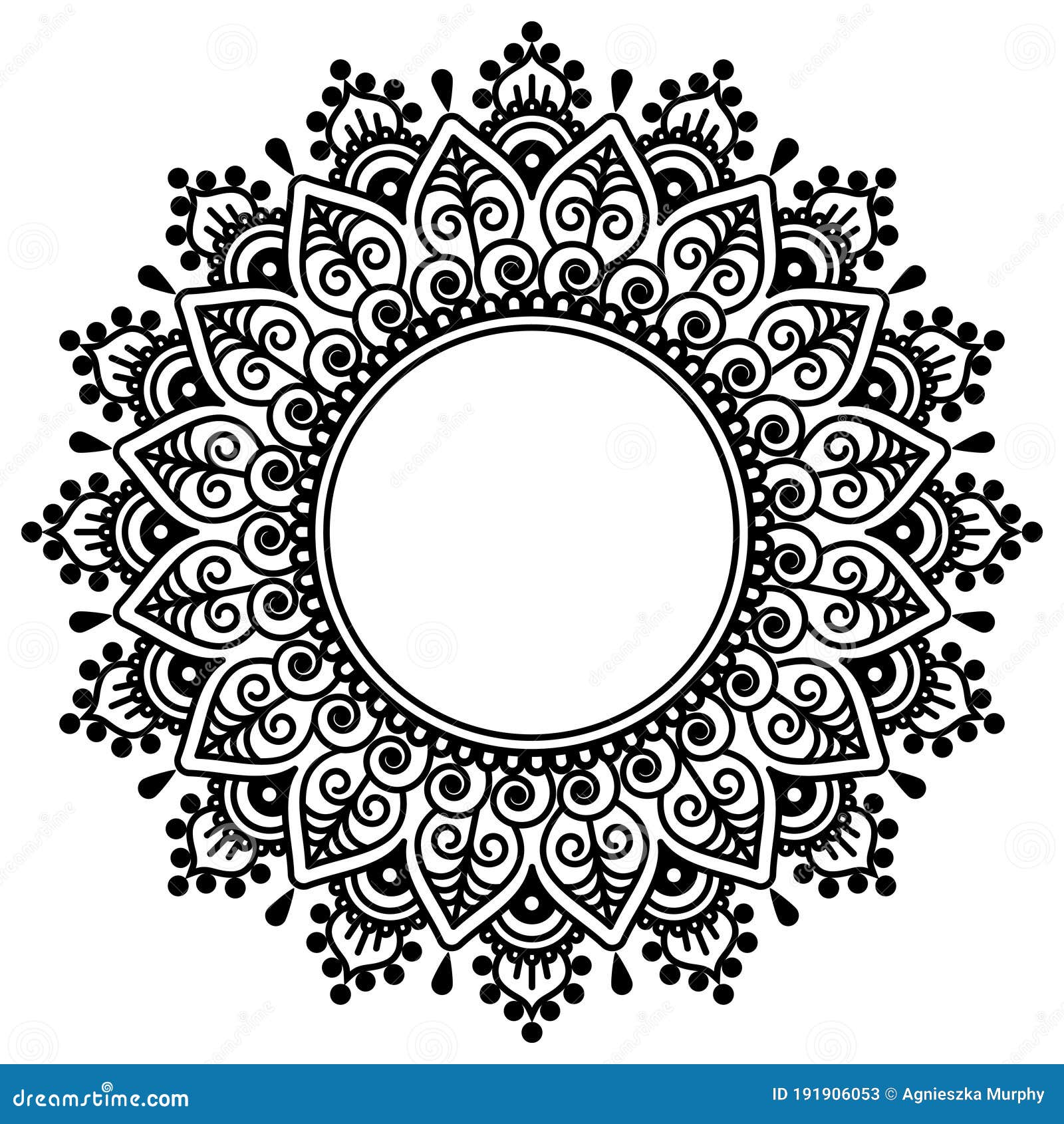 Mehndi Indian Henna Tatoo Vector Mandala Design - Traditional Geometric