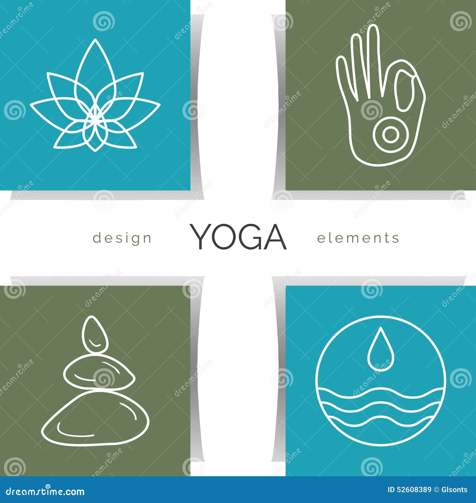 Vector Yoga Illustration. Set of Linear Yoga Icons, Yoga Logos in ...