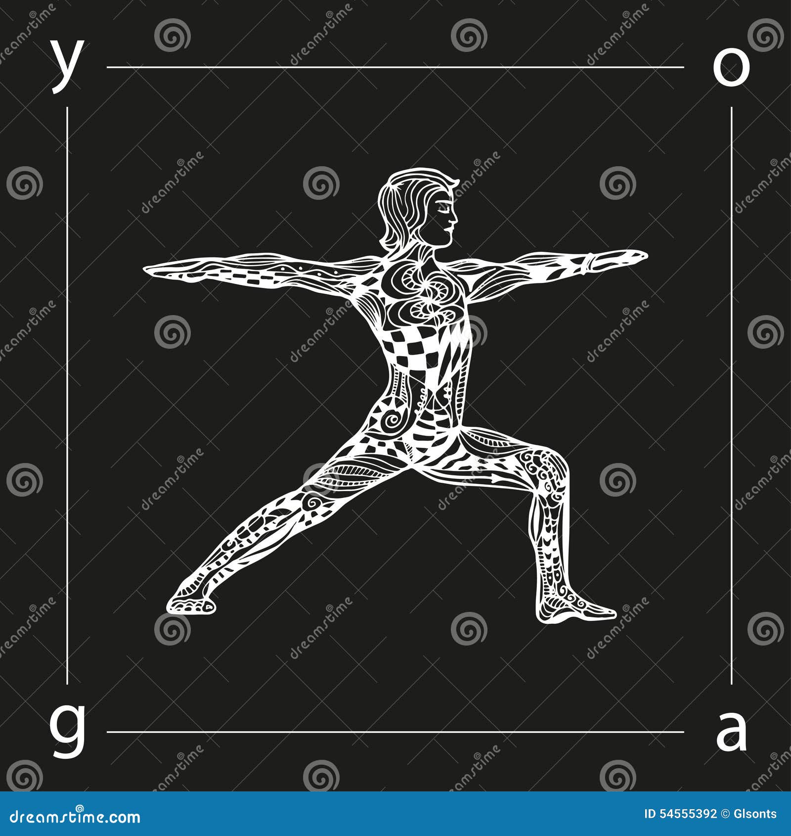 Vector Yoga Illustration in Zentangle Style. Man in Yoga Pose. Stock ...