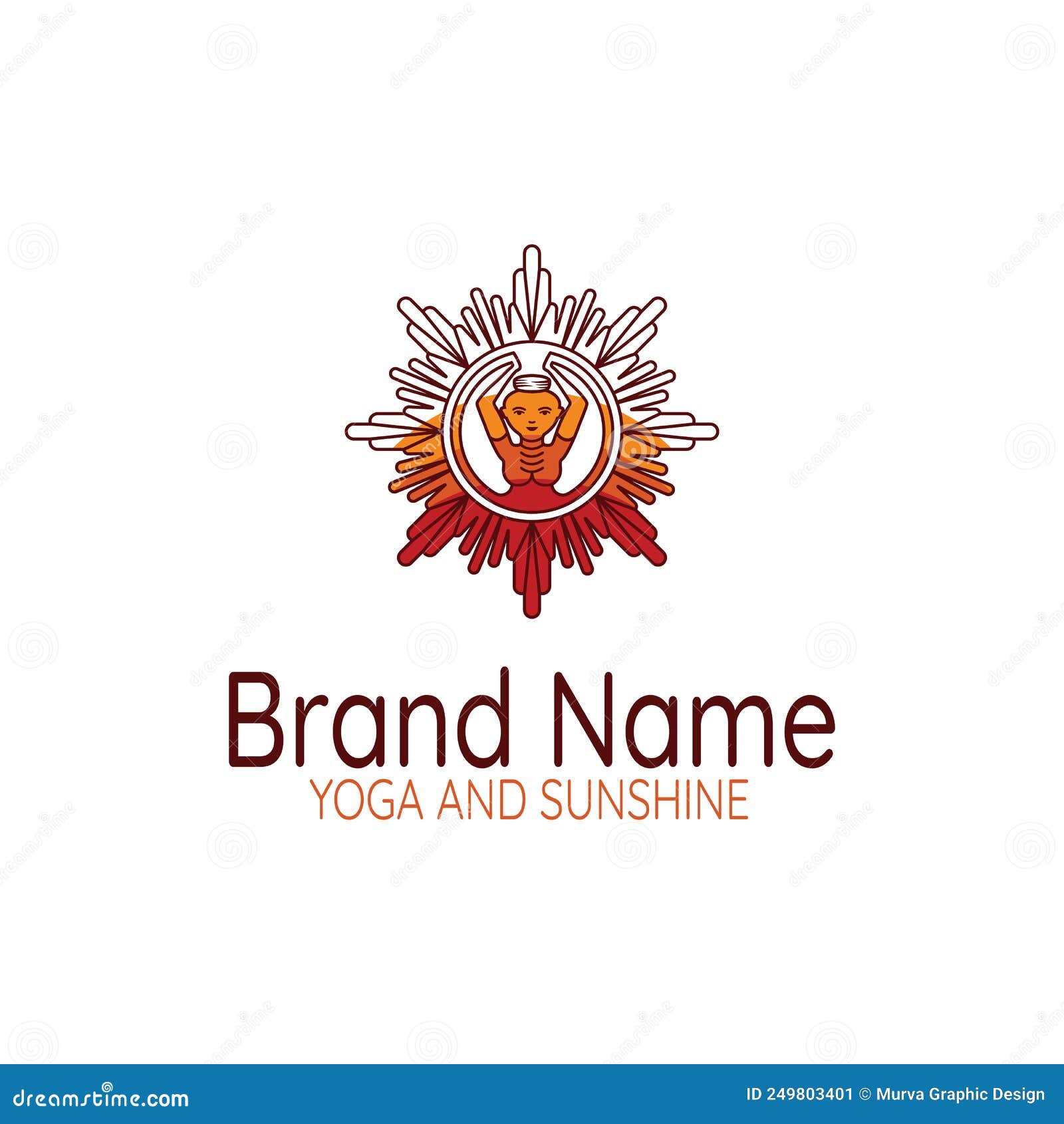 Vector Yoga Logo Template with Sunshine. Stock Vector