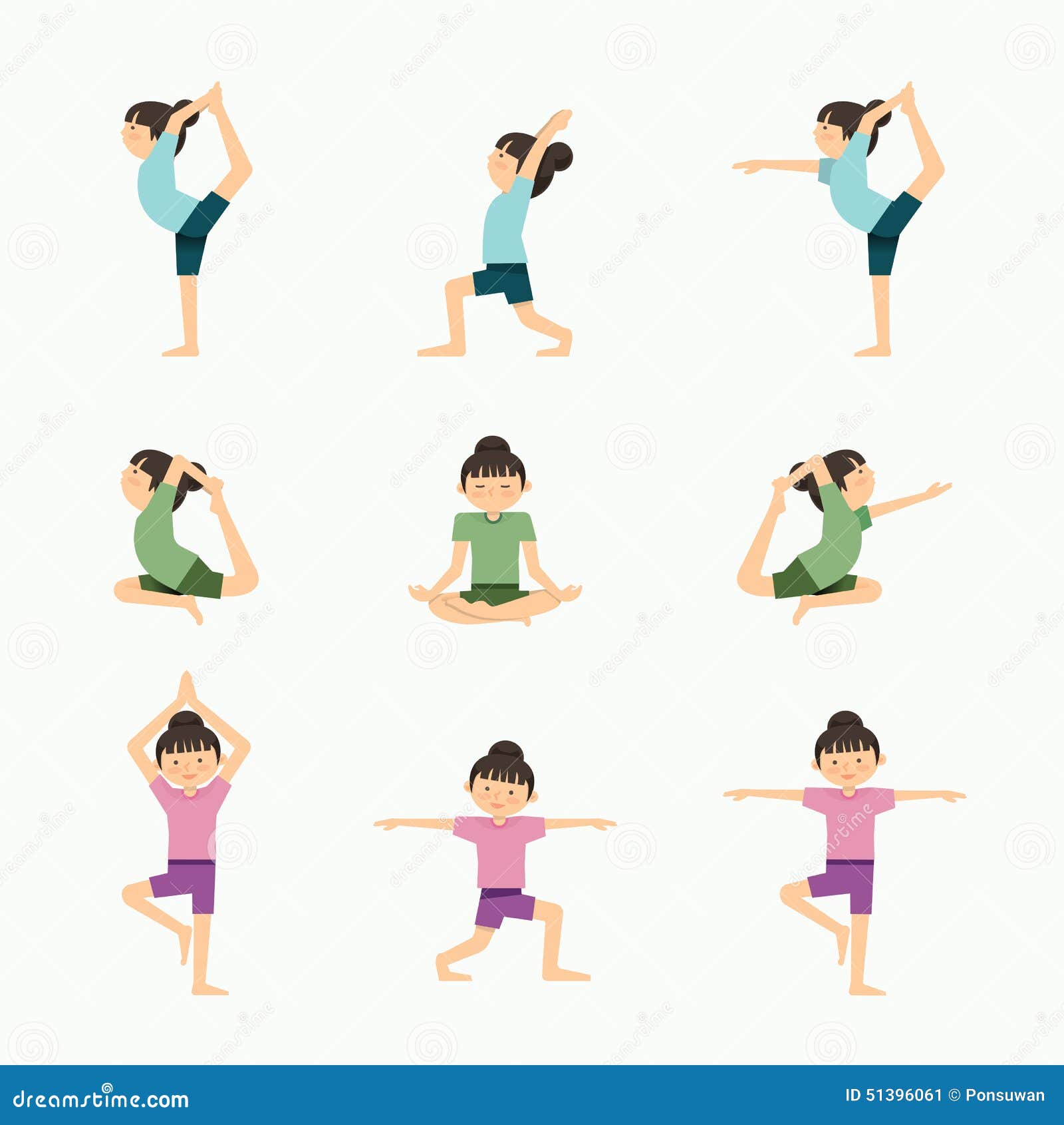 Vector Yoga Set Illustration. Girl Yoga Exercises Stock Vector ...